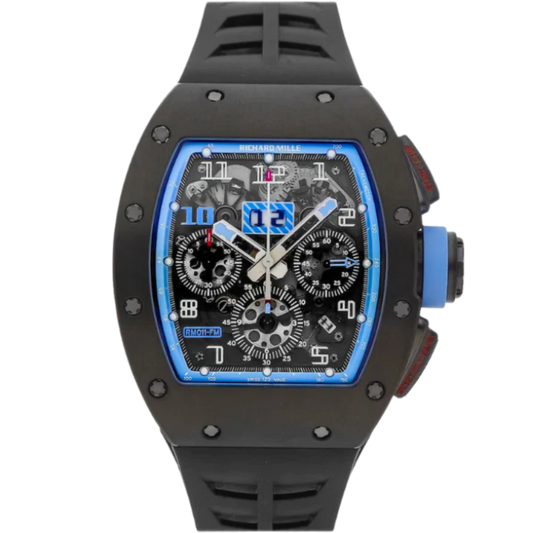 RM 011 Argentina Edition Black Rubber Strap Titanium Case