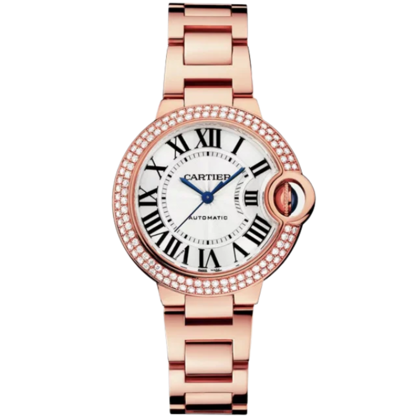 BALLON BLEU DE CARTIER 33 MM ROSE GOLD WITH SILVER GUILLOCHE DIAL