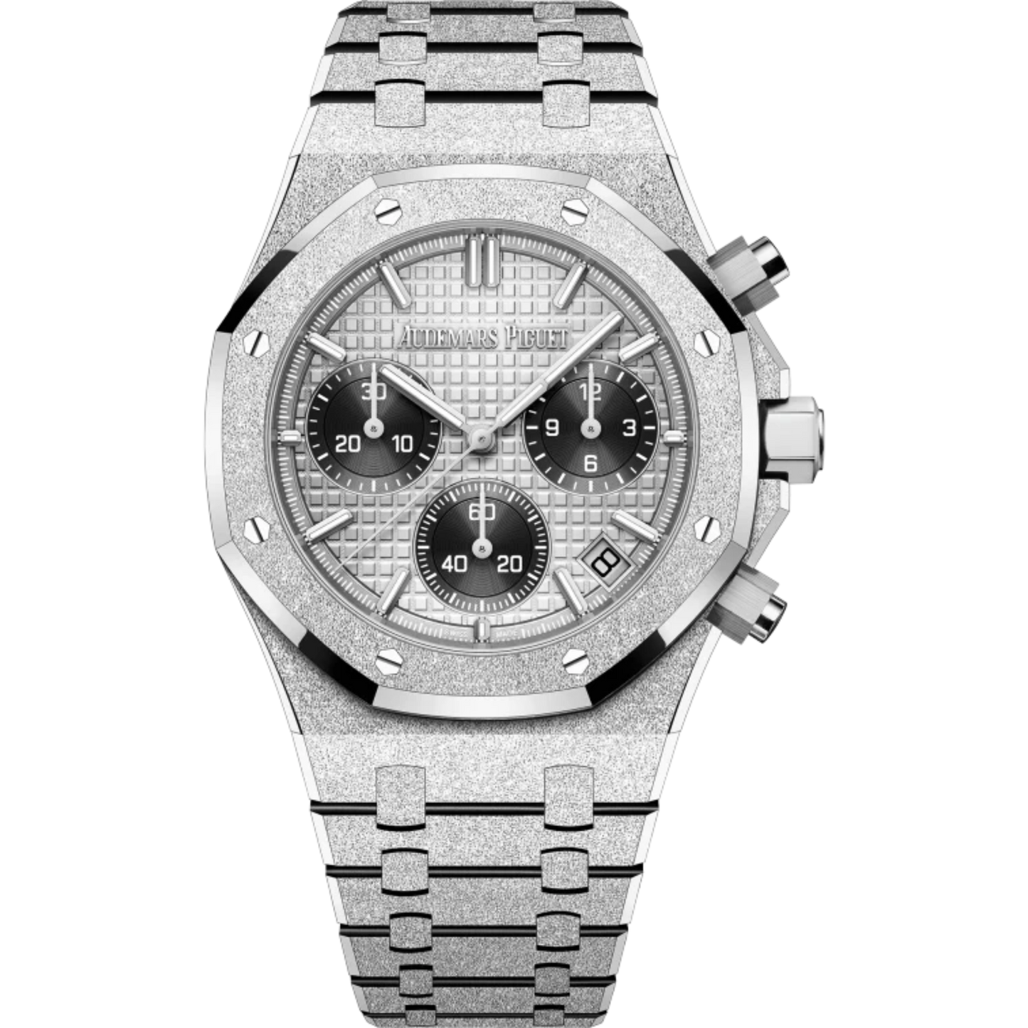 Royal Oak Selfwinding Chronograph 41MM Hammered 18-Carat White Gold Bracelet Grey Dial With Grande Tapisserie Pattern Hammered 18-Carat White Gold Case