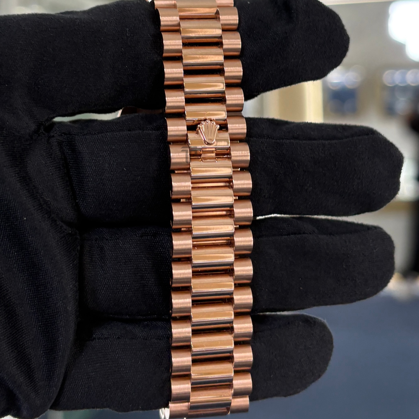 Rolex Day Date Ref. 228345RBR 40MM Rose Gold Pave Dial/Baguette Markers with Diamond Bezel