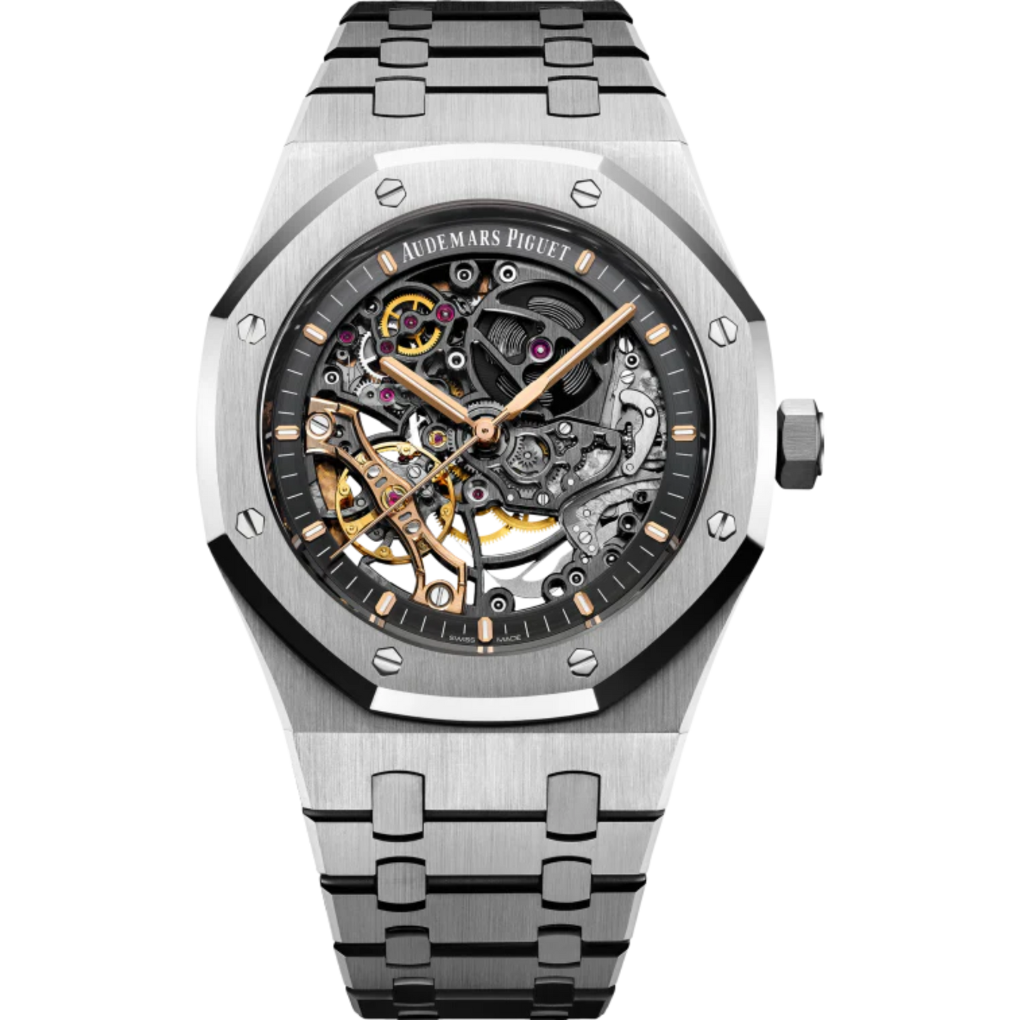 Audemars Piguet Royal Oak Ref. 15407ST.OO.1220ST.01 Double Balance Wheel Openworked 41MM Stainless Steel Bracelet Slate Grey Dial