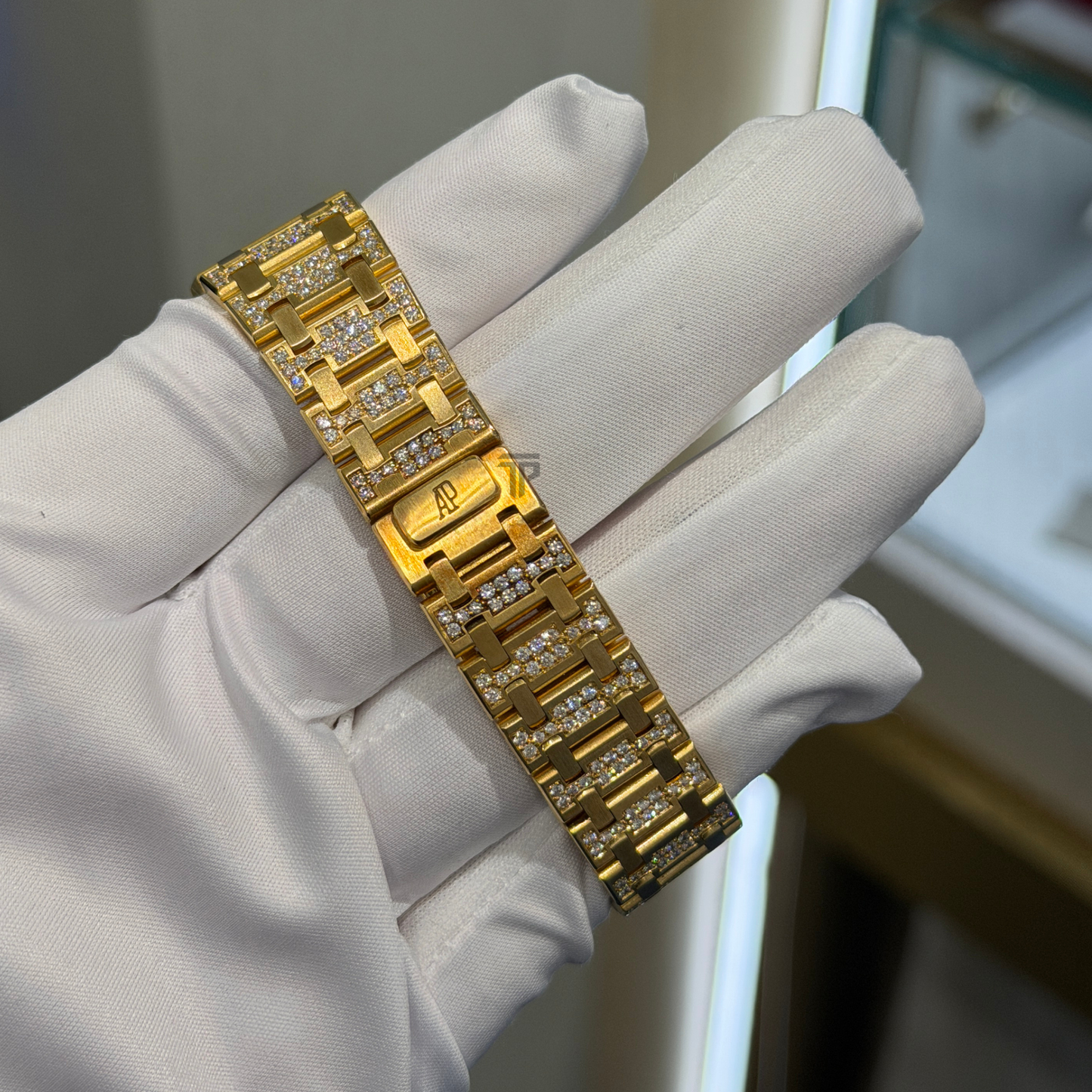 Audemars Piguet Ref. 56530BA 33MM Yellow Gold Royal Oak Full Pave Factory Set Ruby Markers (Watch + Service Papers)