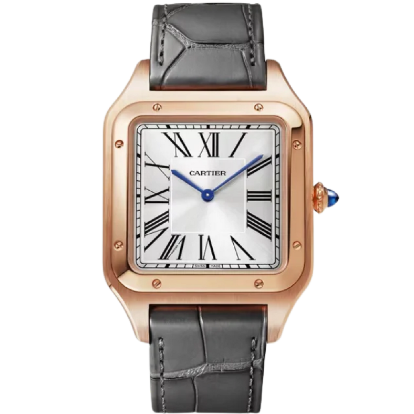 SANTOS 47 MM DUMONT SILVER 18K ROSE GOLD
