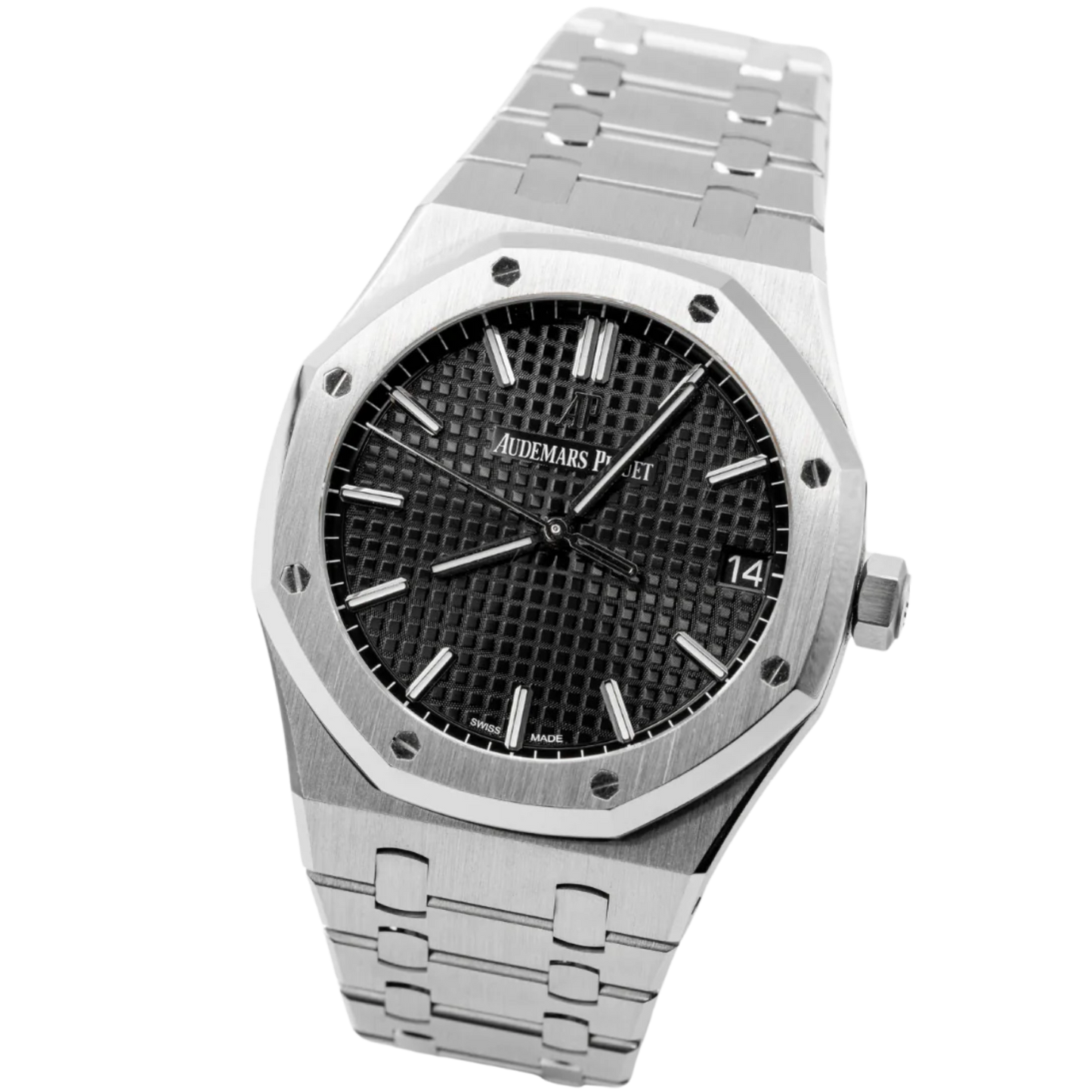 Royal Oak Selfwinding 41MM Stainless Steel Bracelet Black Dial With Grande Tapisserie Pattern Stainless Steel Case