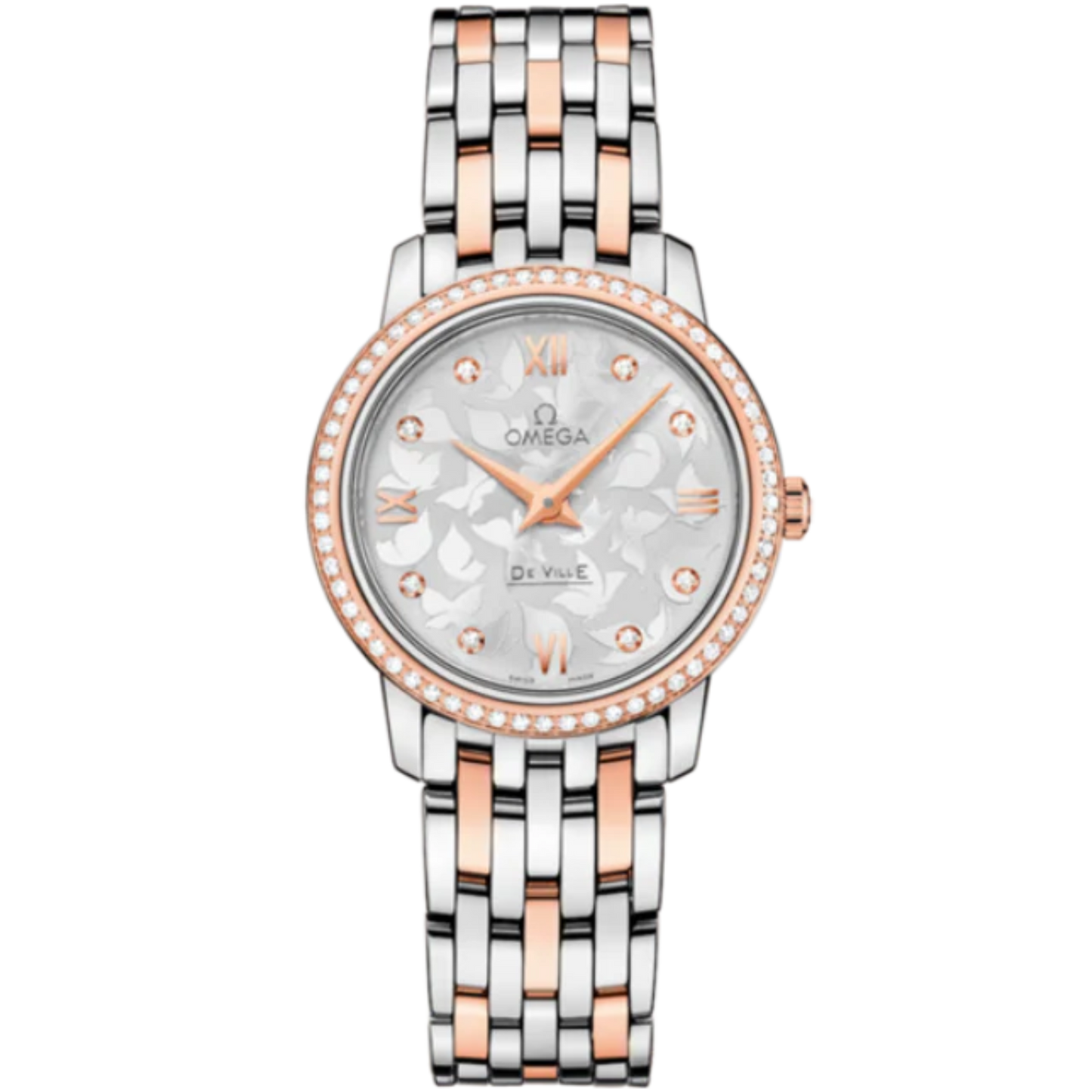 DE VILLE PRESTIGE BUTTERFLY 27 MM STAINLESS STEEL - RED GOLD WITH SILVER DIAL