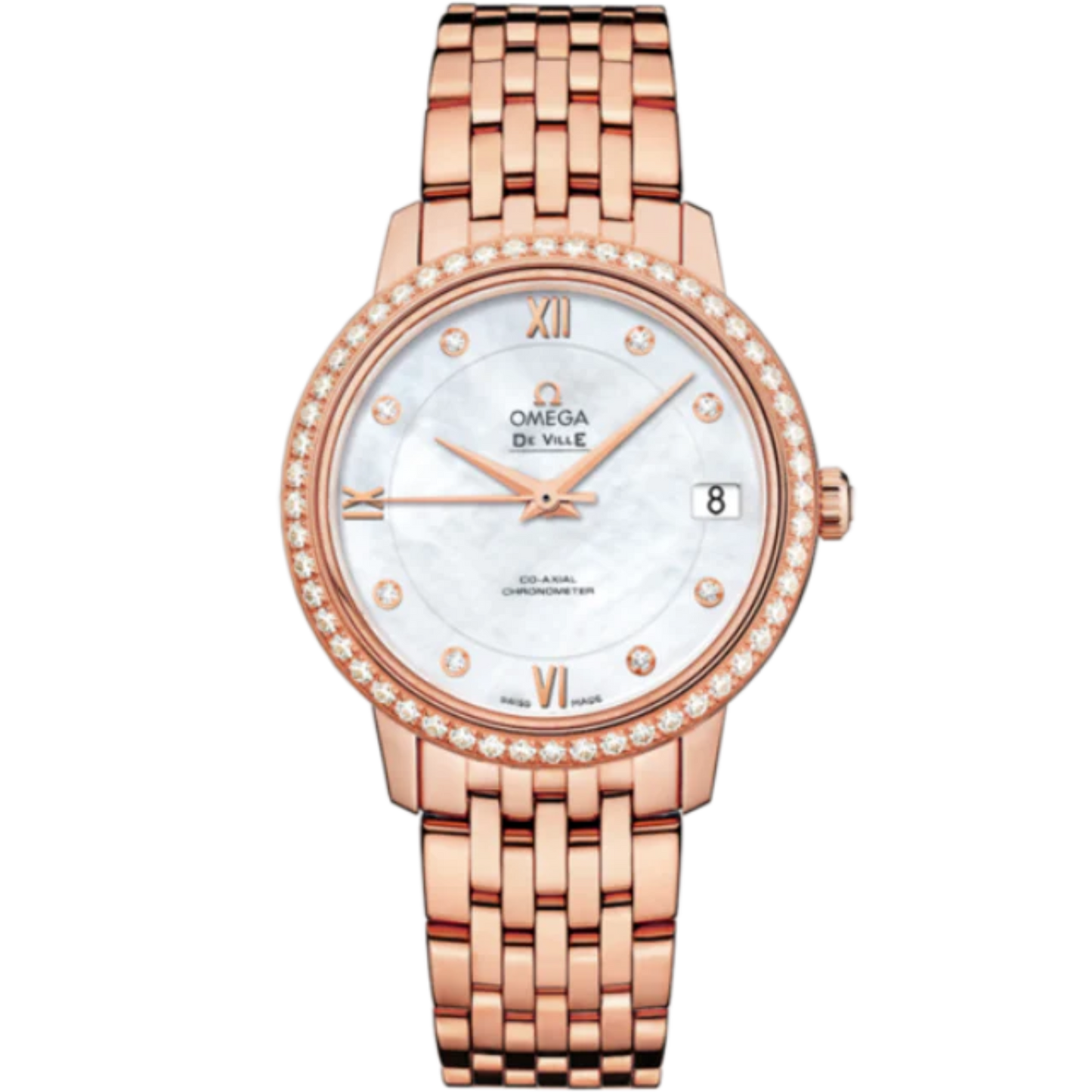 DE VILLE PRESTIGE 33 MM RED GOLD WITH MOTHER OF PEARL DIAL