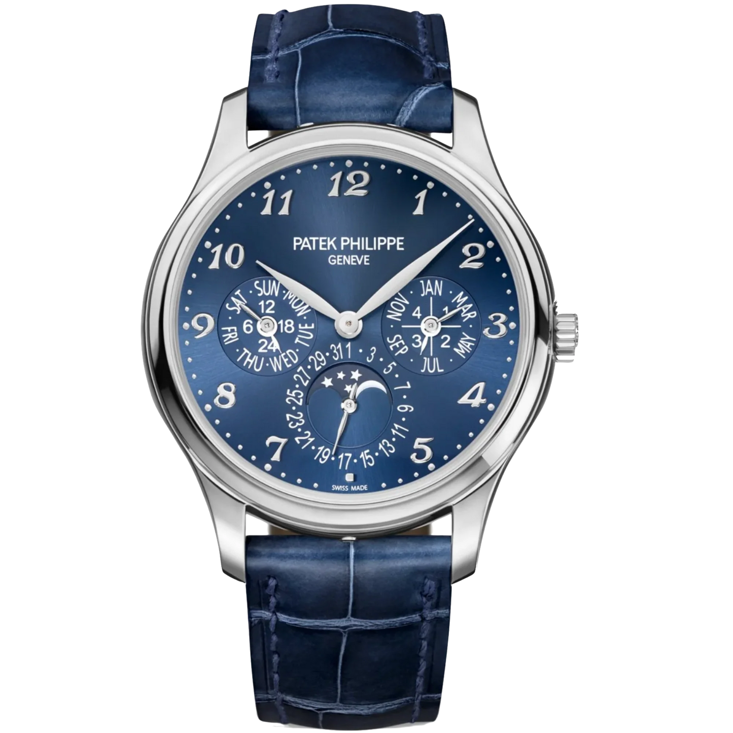 5327G Grand Complications 39mm Shiny Navy Blue Alligator Strap Royal Blue Sunburst Dial White Gold Bezel