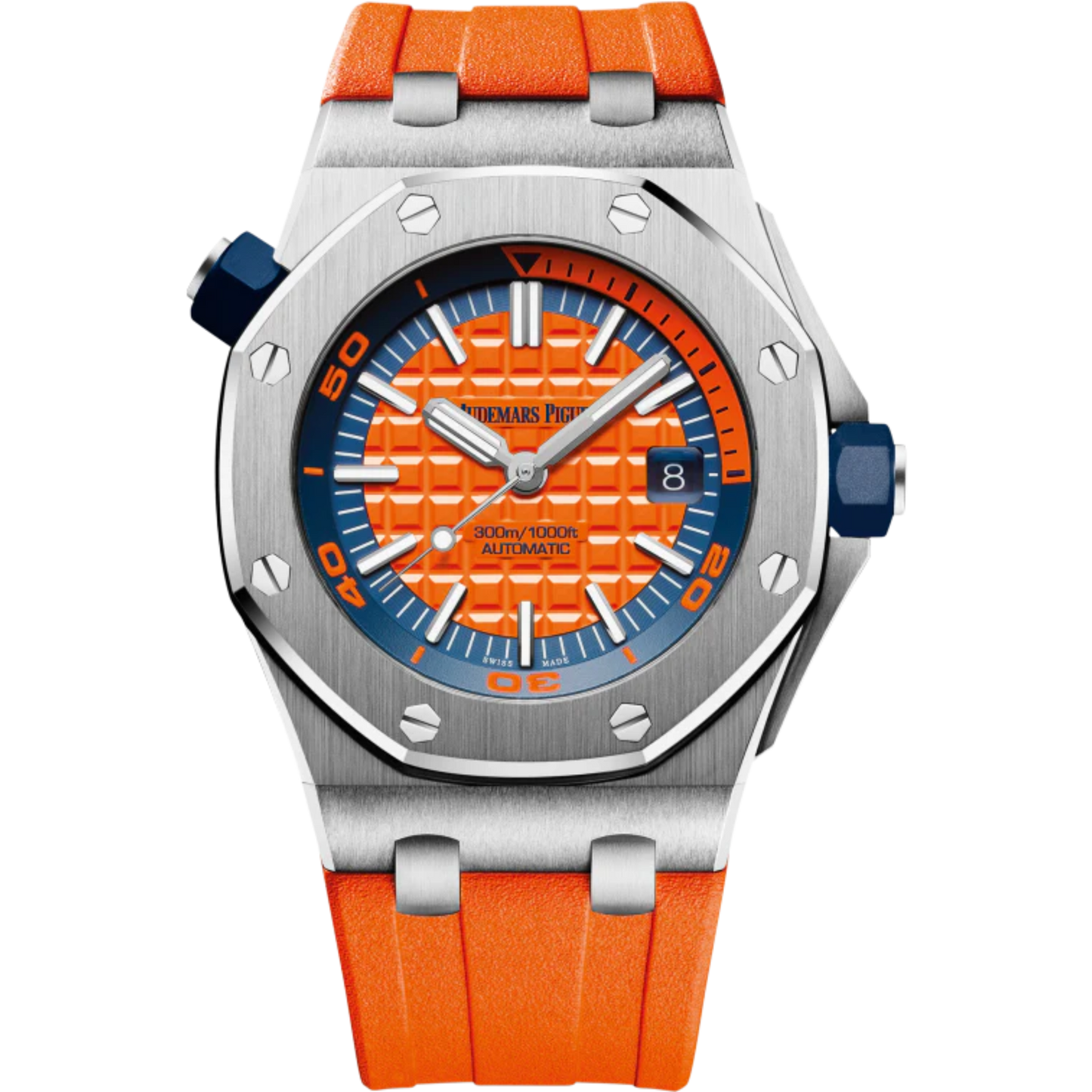 Royal Oak Offshore Diver 42MM Orange Rubber Strap Orange Dial With Méga Tapisserie Pattern Stainless Steel Case