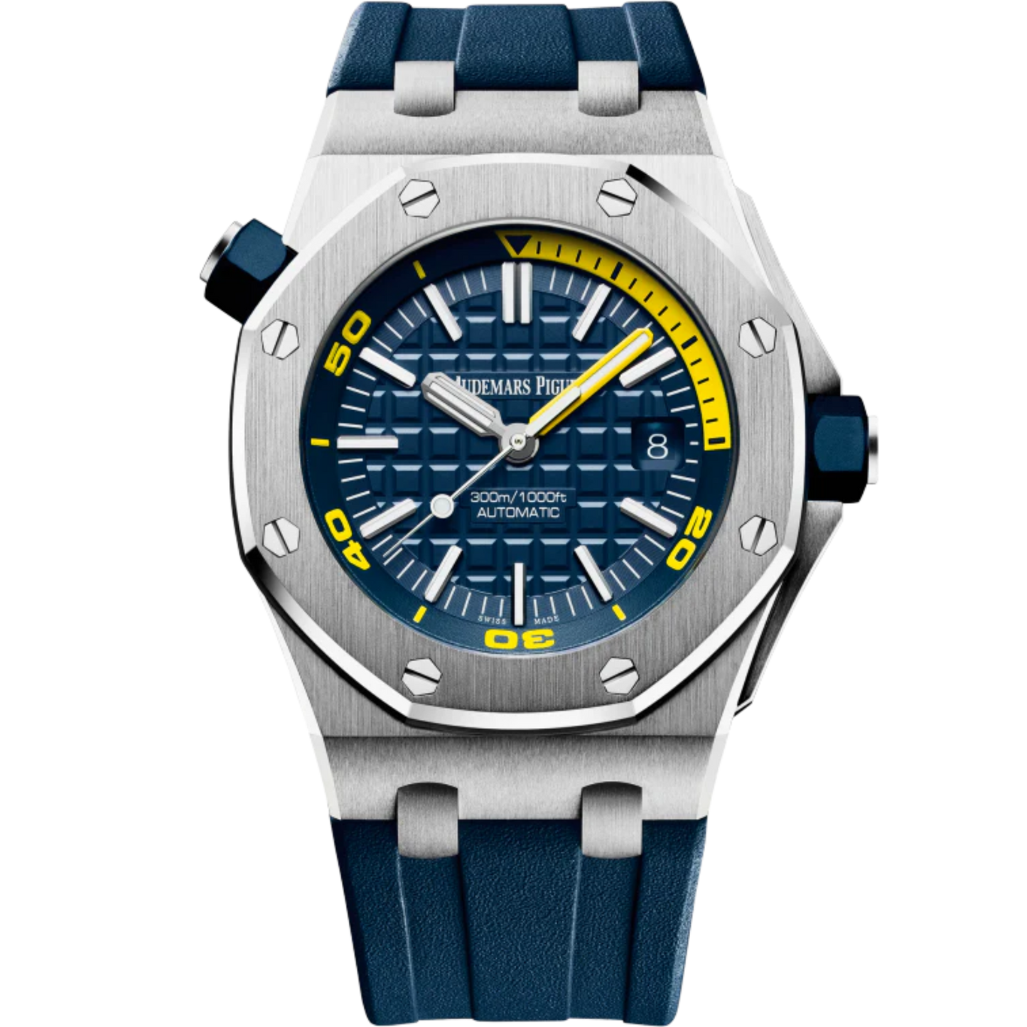 Royal Oak Offshore Diver 42MM Blue Rubber Strap Blue Dial With Méga Tapisserie Pattern Stainless Steel Case