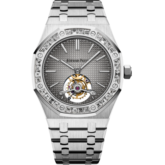 Audemars Piguet Royal Oak Tourbillon Ref. 26516PT.ZZ.1220PT.01 41MM Platinum Grey Dial with Baguette Bezel