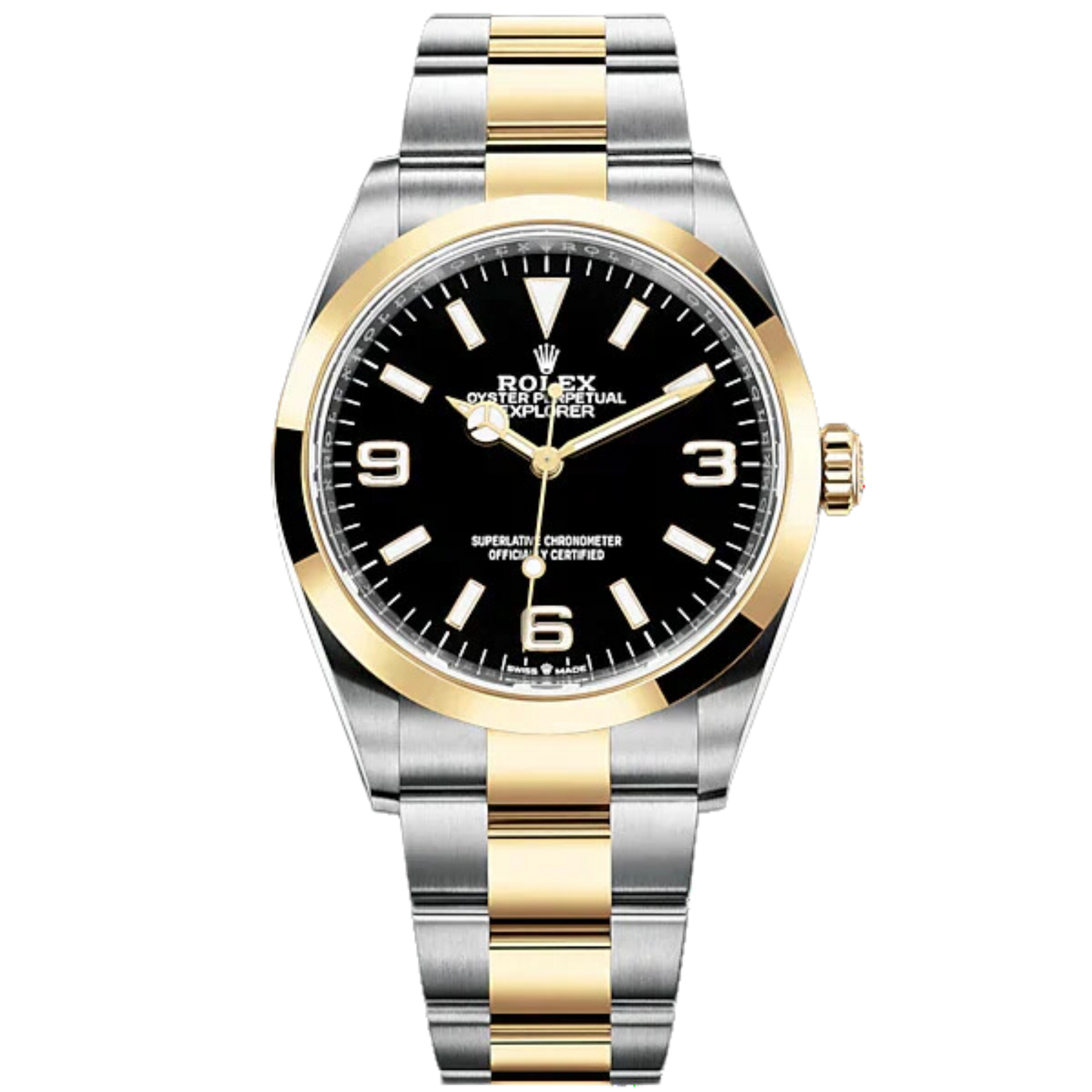 Explorer 36mm Oyster Bracelet Oystersteel and Yellow Gold with Black Dial 3/6/9 Numerals Smooth Bezel