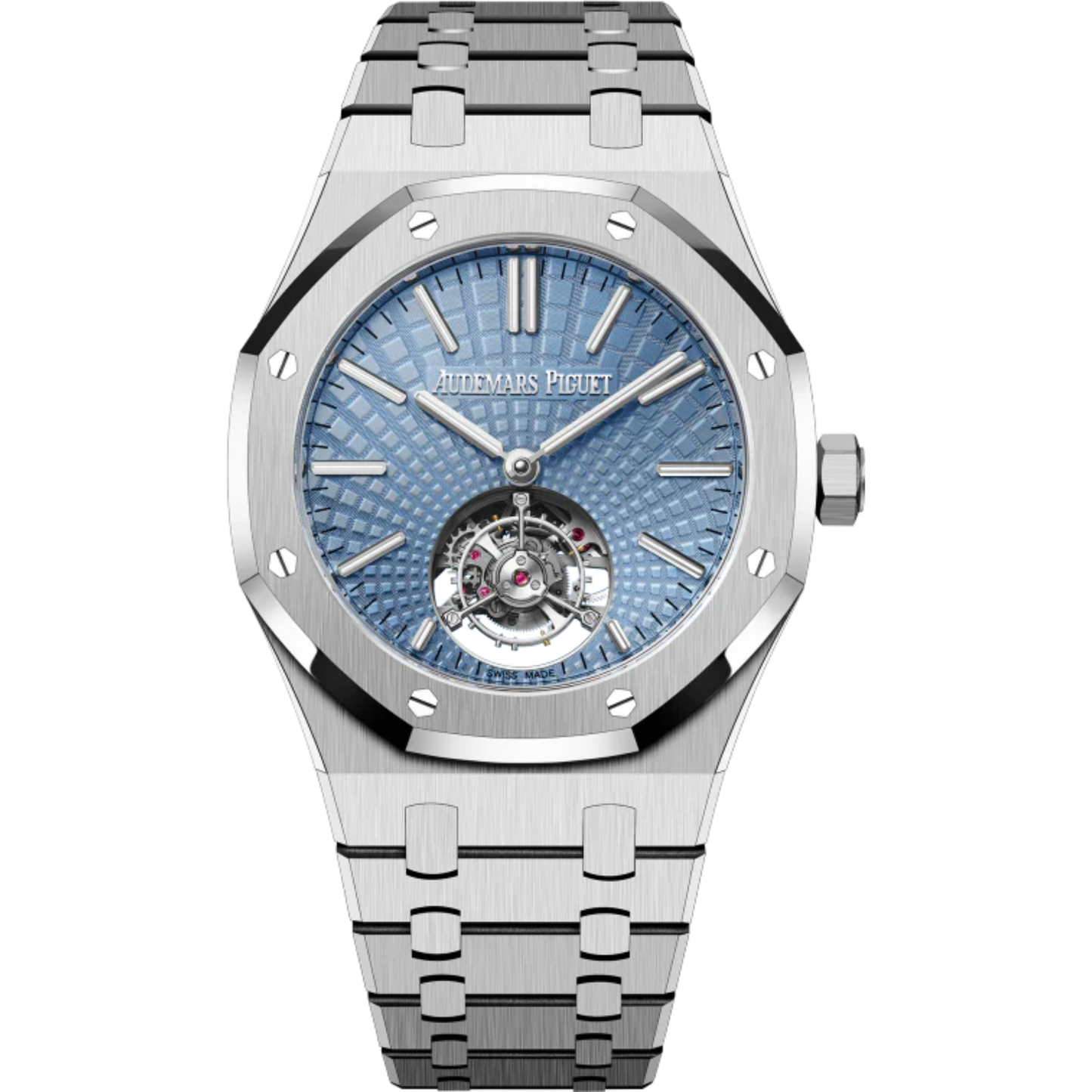 Royal Oak Selfwinding Flying Tourbillon 41MM 950 Platinum Bracelet Light Blue Dial With Evolutive Tapisserie Pattern 950 Platinum Case