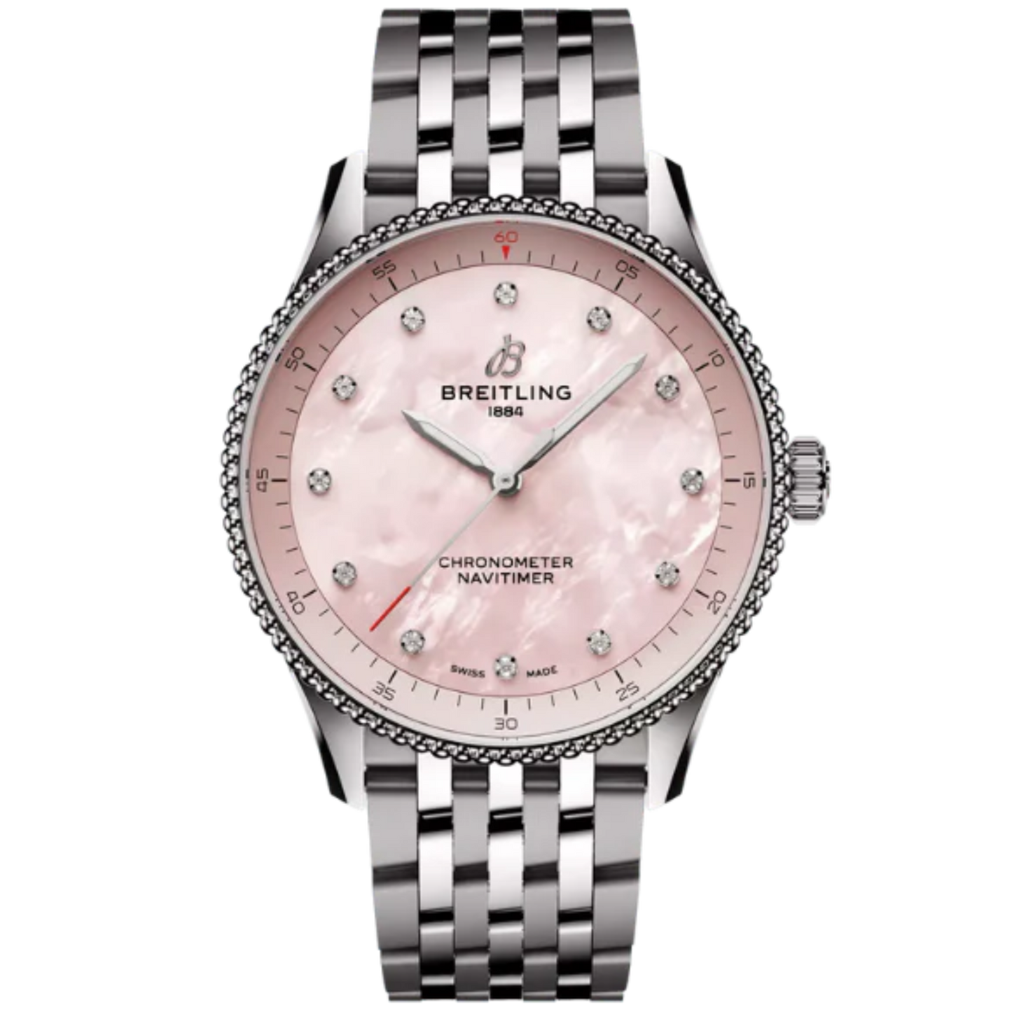 NAVITIMER 32 MM STAINLESS STEEL WITH PINK MOTHER OF PEARL DIAL