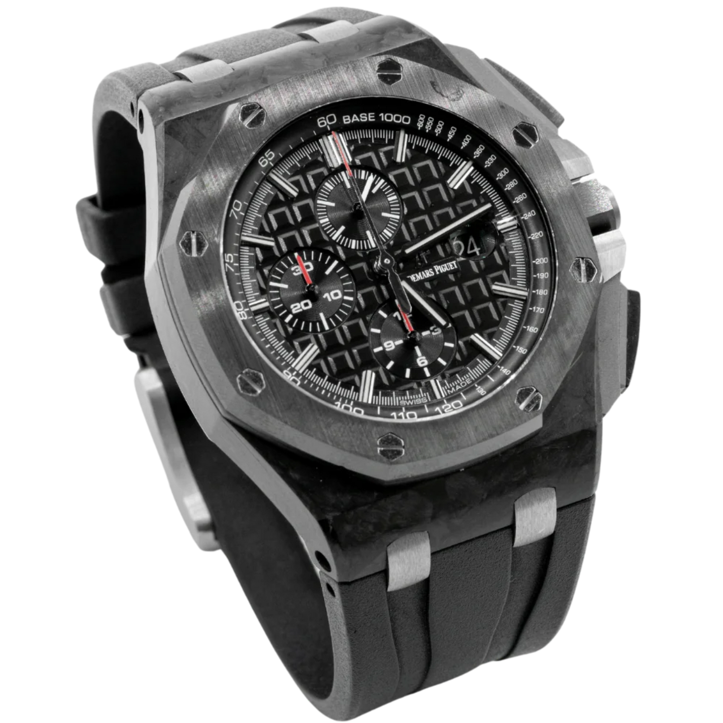 Royal Oak Offshore Chronograph 44MM Black Rubber Strap Black Dial With Méga Tapisserie Forged Carbon Case Pattern Black Ceramic Bezel