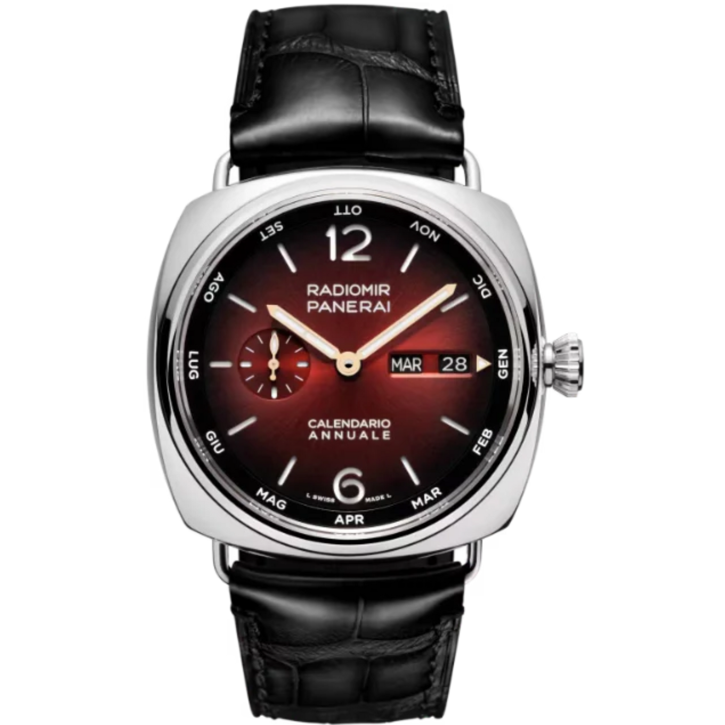 RADIOMIR ANNUAL CALENDAR EXPERIENCE PAM01432 45 MM PLATINUMTECH™ WITH BRUSHED RED DIAL