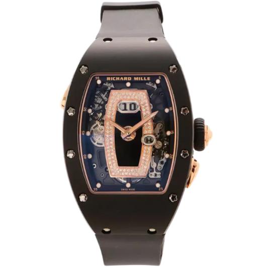 RM 037 Black Ceramic TZP/Rose Gold Sides Diamond Dial
