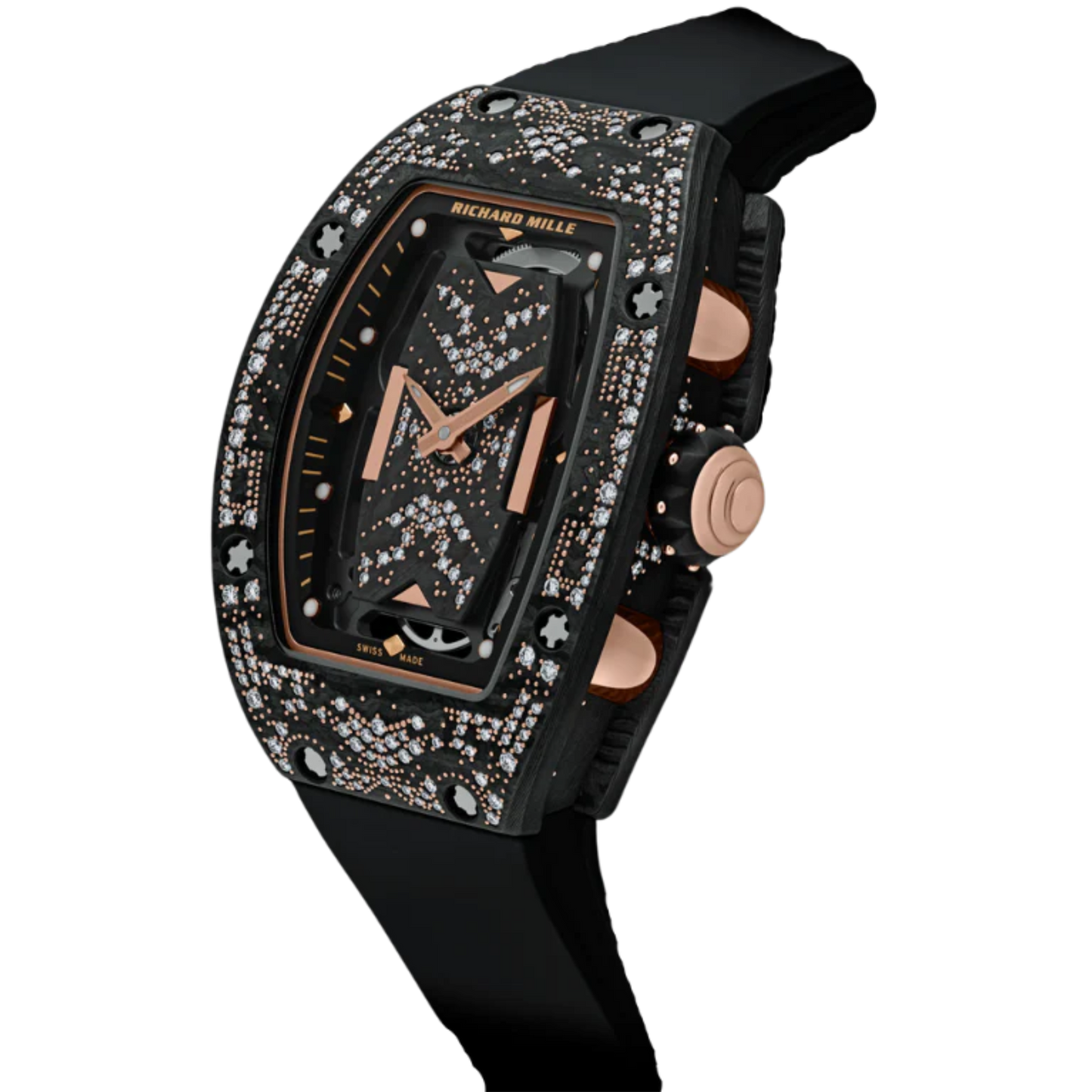 RM 07-01 Misty Night Automatic Black Rubber Strap Carbon Case