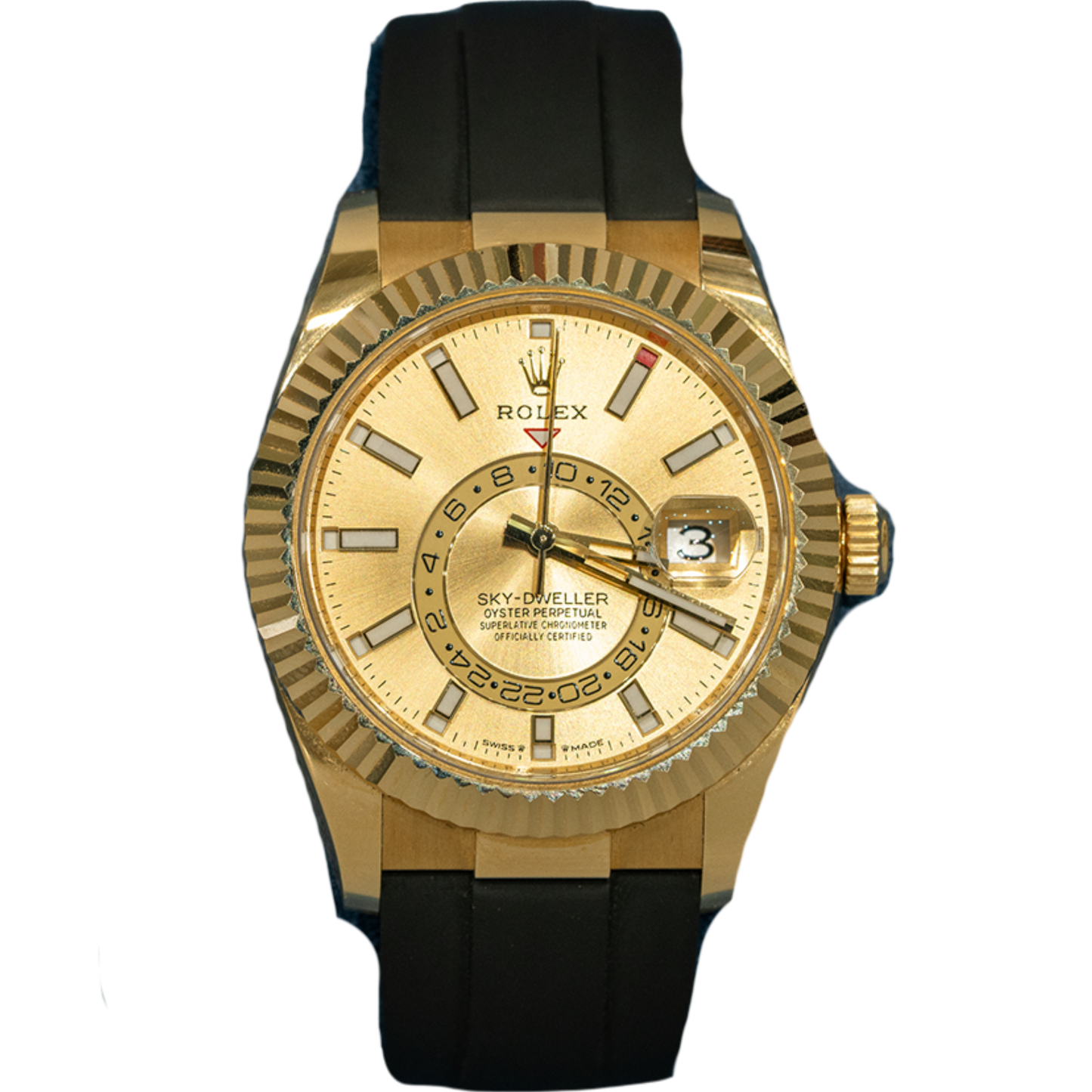 Rolex Skydweller Ref. 336238 42mm Yellow Gold Champagne Dial on OysterFlex