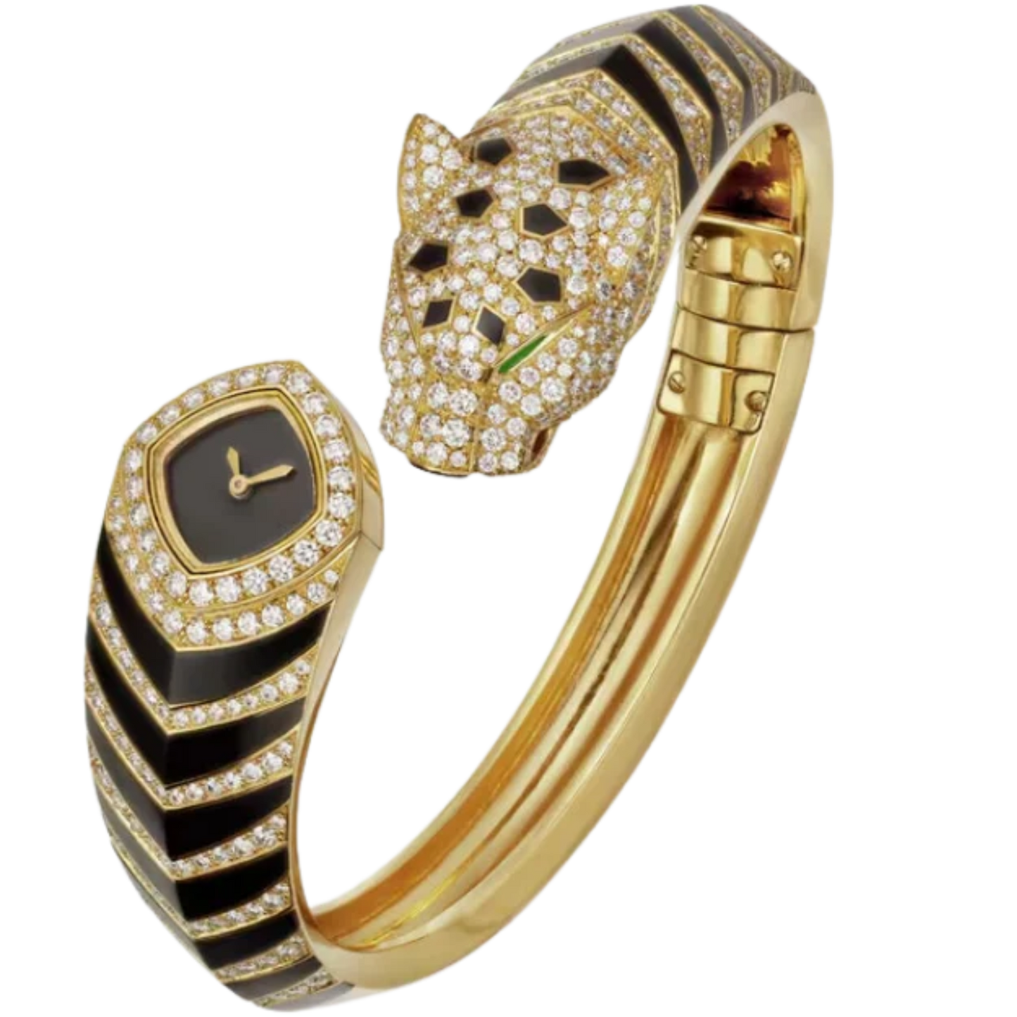 LA PANTHERE DE CARTIER BANGLE 18 MM YELLOW GOLD WITH BLACK LACQUER DIAL SIZE 18