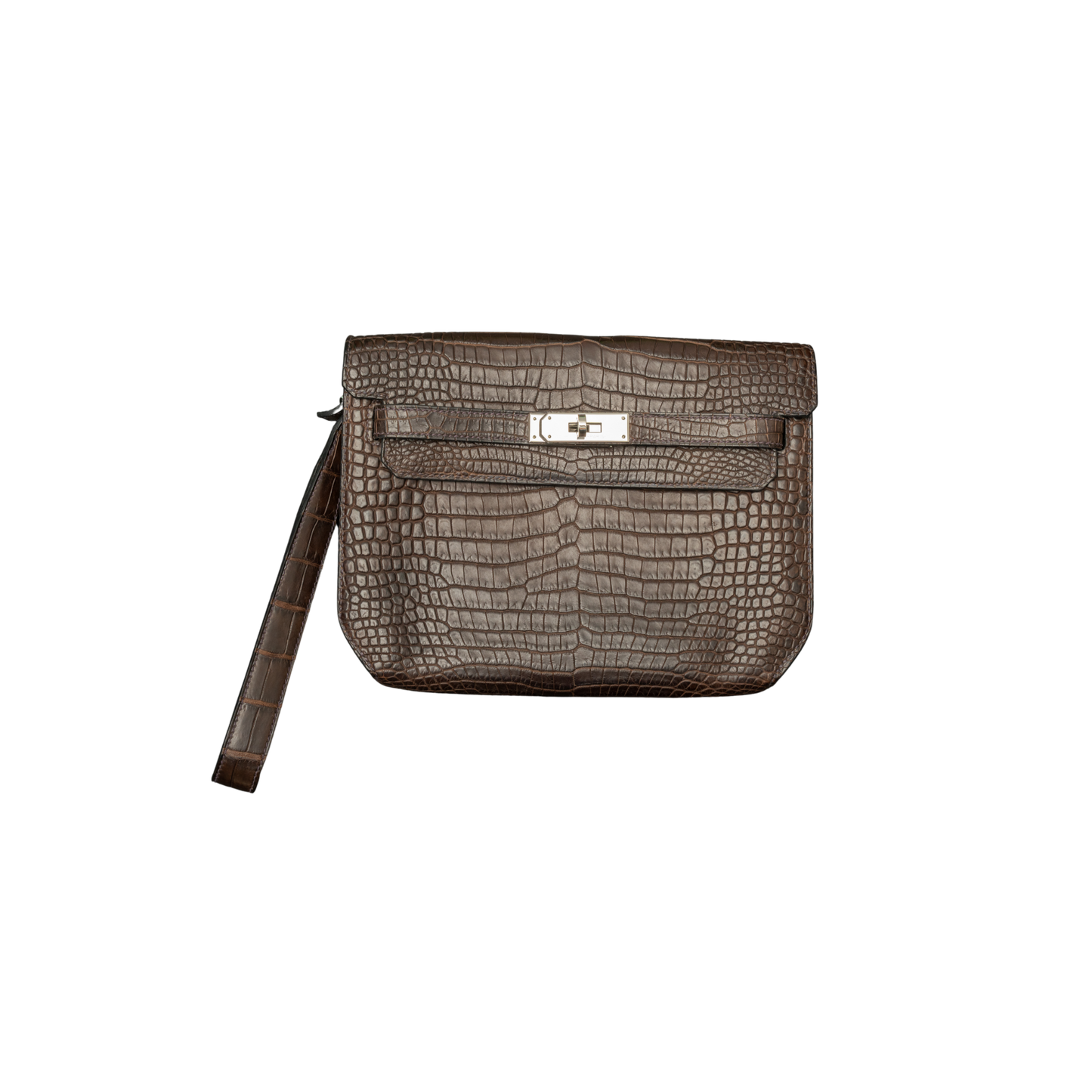 Hermes Pochette Pochette Shiny Crocodile Palladium HardwareCroc