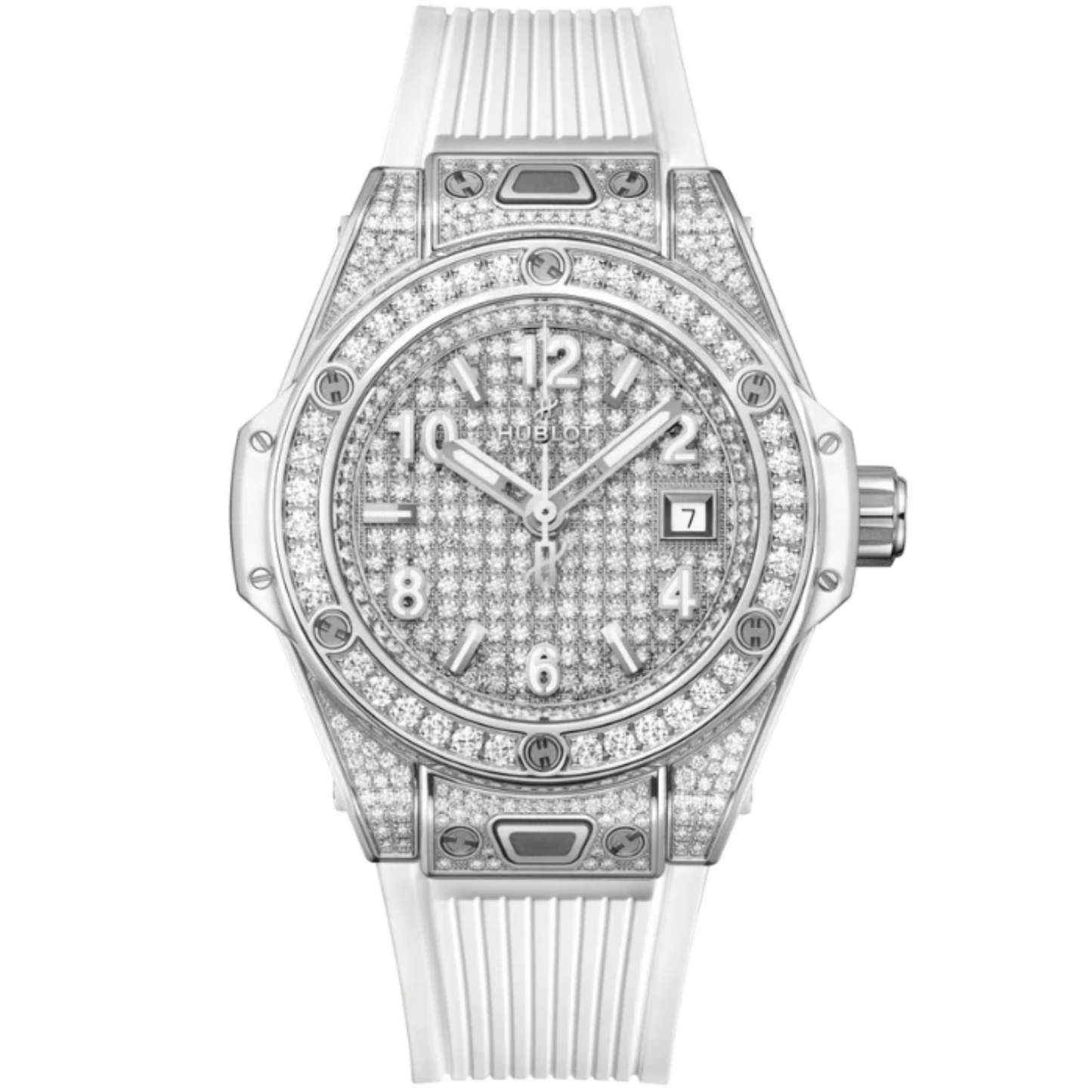 Big Bang 33mm ONE CLICK STEEL WHITE FULL PAVÉ