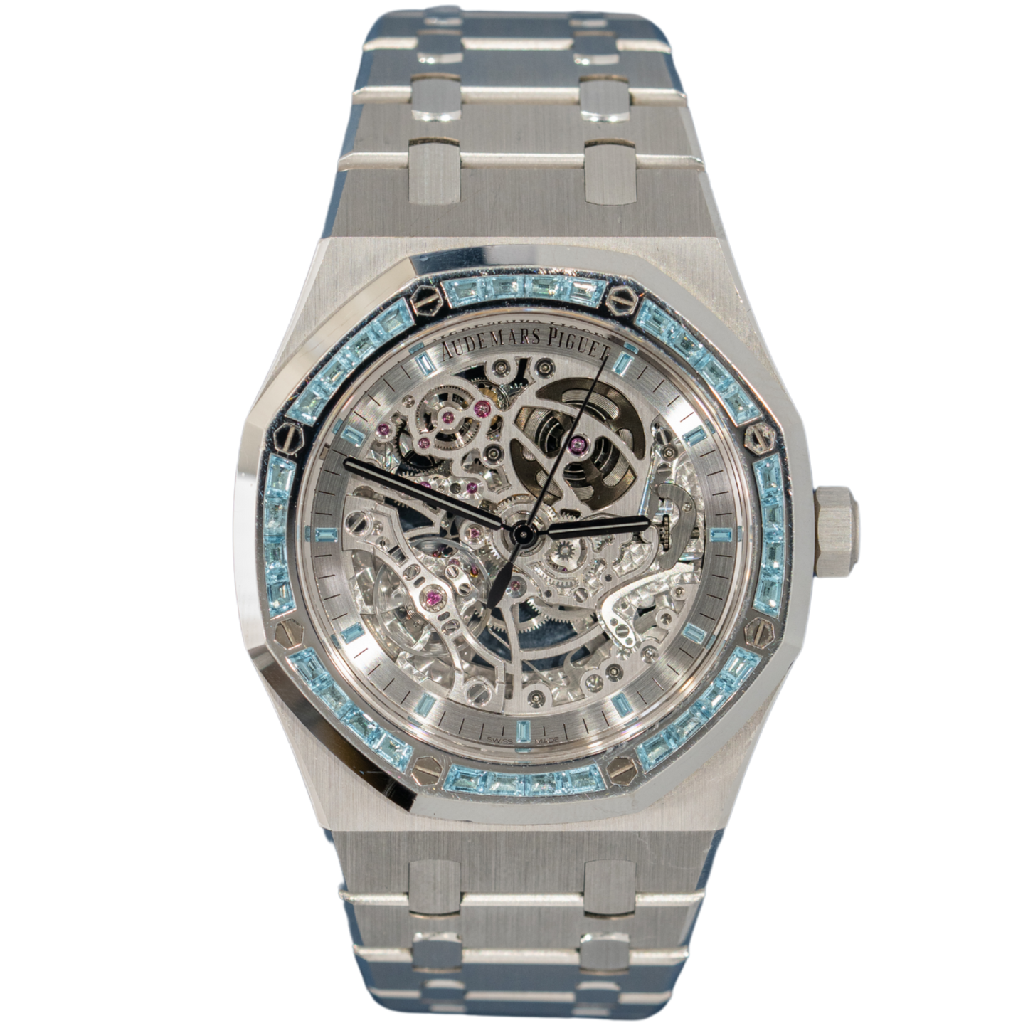 Audemars Piguet Royal Oak Ref. 15412BC.TO.1220BC.01 White Gold Topaz Gem Set Skeleton