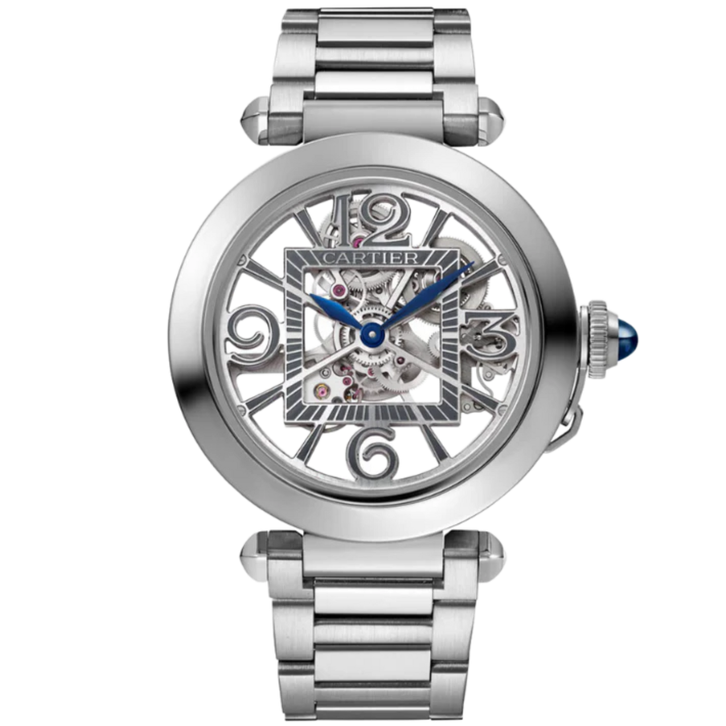Cartier Pasha De Cartier SKELETON Stainless Steel on Bracelet Comes with Leather Strap
