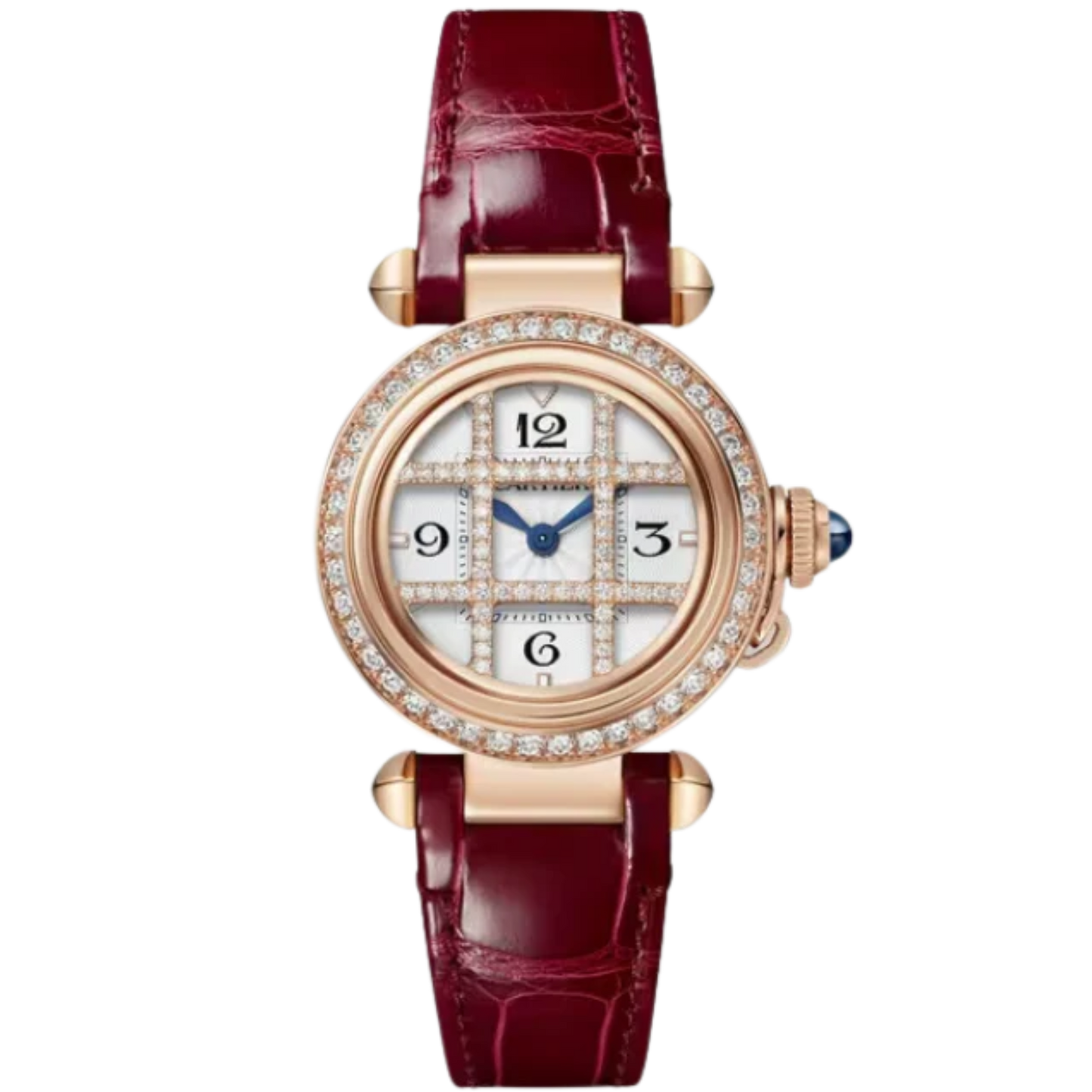PASHA DE CARTIER 30 MM ROSE GOLD WITH REMOVABLE GRID AND OPALINE FLINQUE DIAL