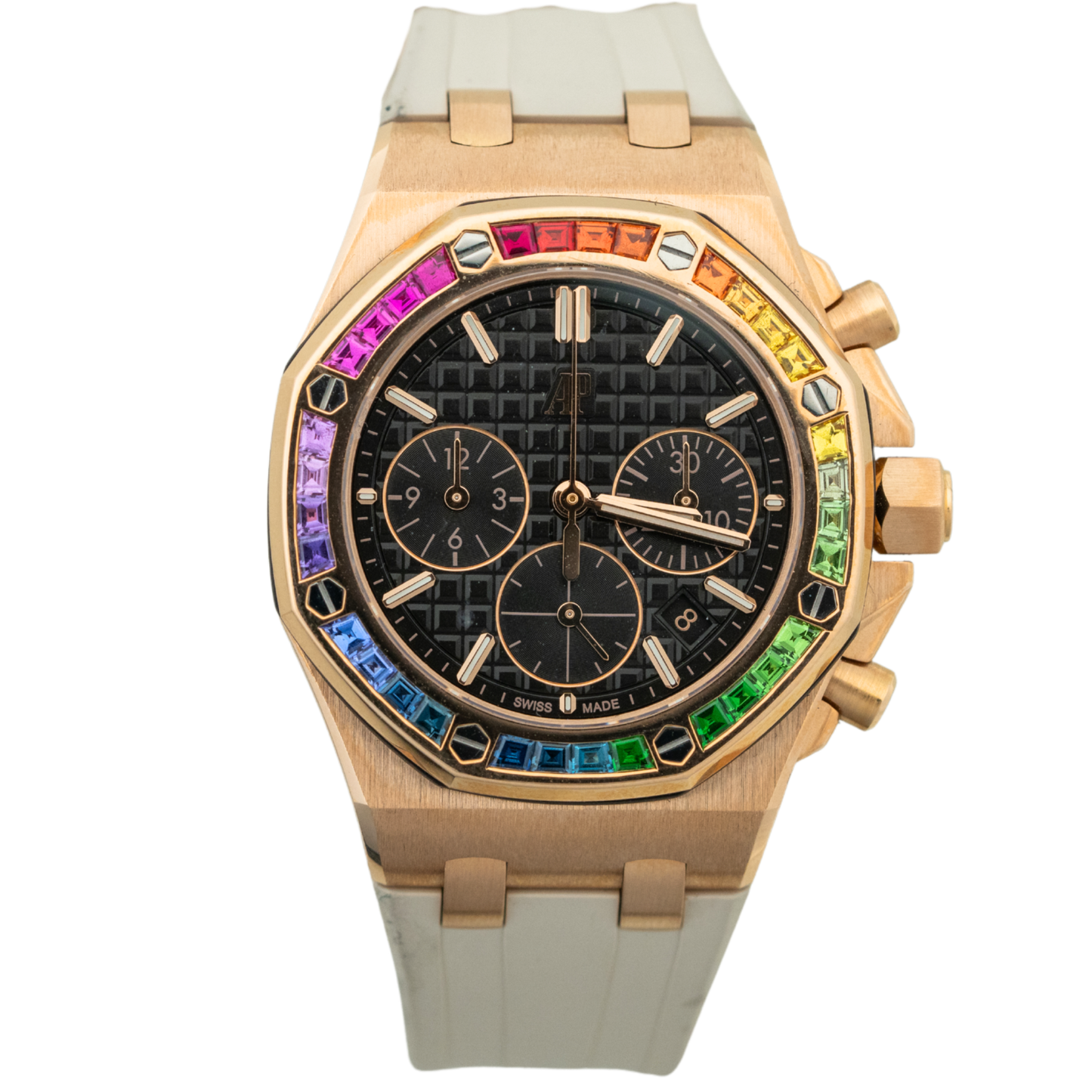 Audemars Piguet Royal Oak Offshore Ref. 26236OR.YY.D002CA.01 37MM Rose Gold Black Dial with Factory Rainbow Bezel (Watch + Card) Preowned 2023