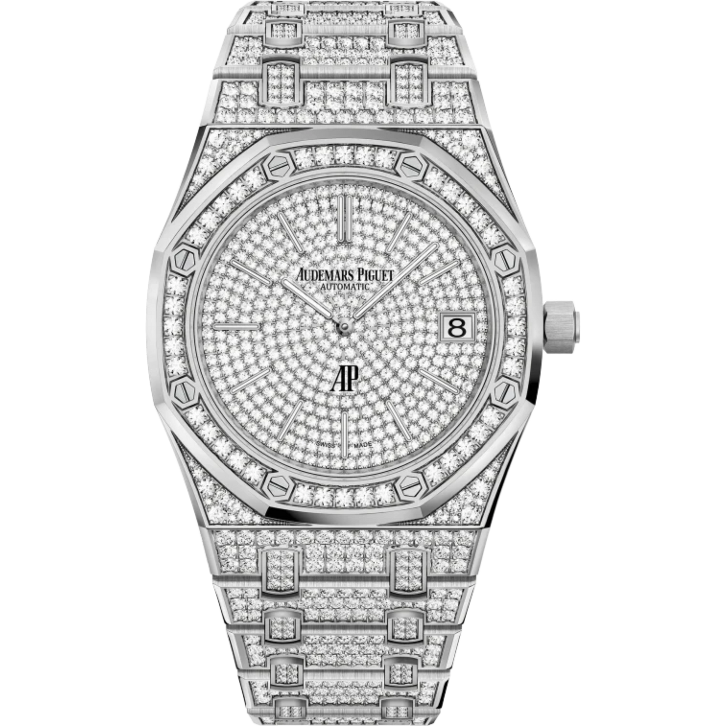 Royal Oak Jumbo Extra-Thin 39MM Diamond-Set 18-Carat White Gold Bracelet Diamond-Set 18-Carat White Gold Dial Diamond-Set 18-Carat White Gold Case