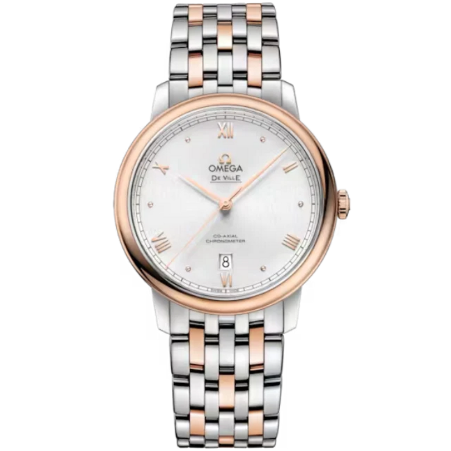 DE VILLE PRESTIGE 39 MM STAINLESS STEEL - RED GOLD WITH SILVER DIAL