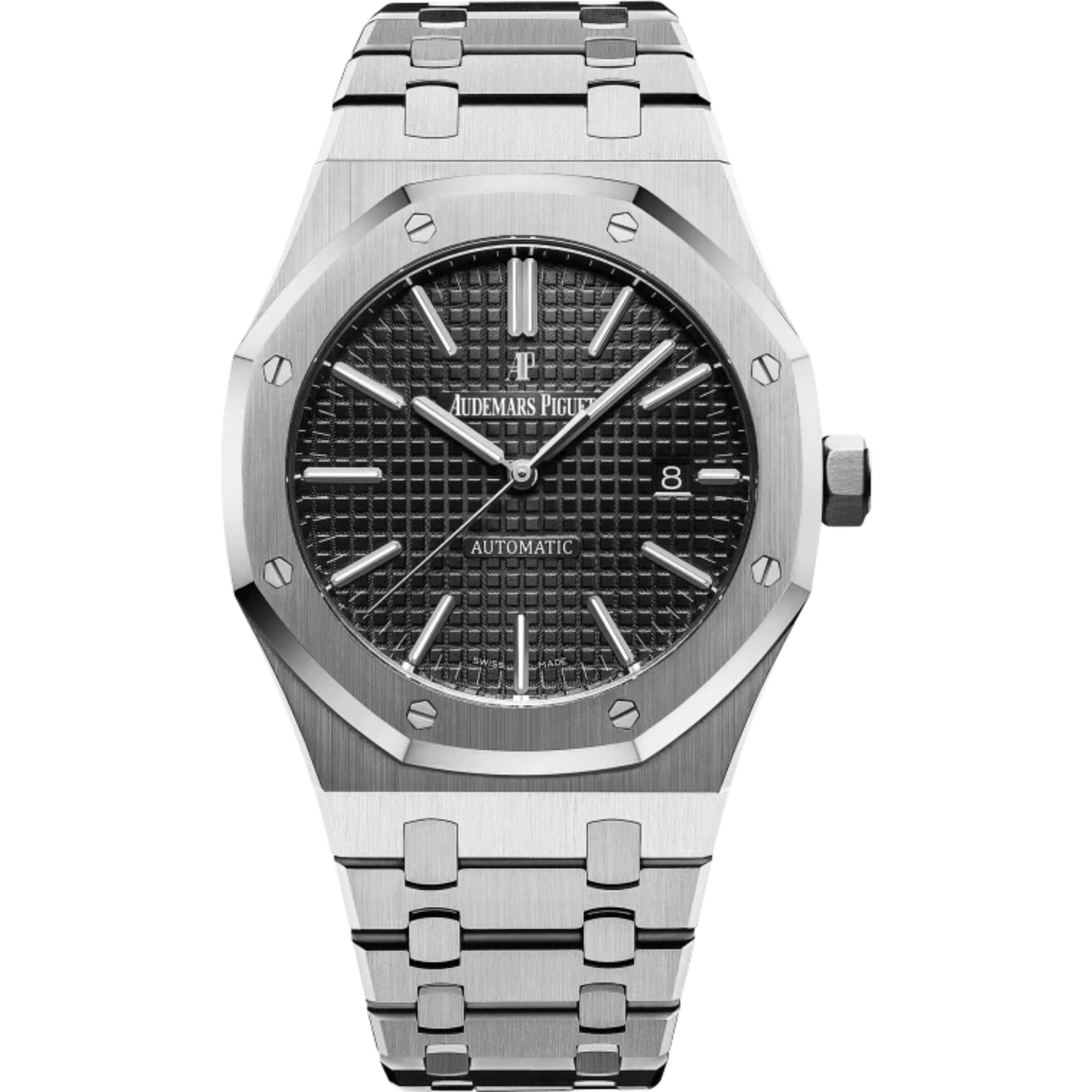 Royal Oak Selfwinding 41MM Stainless Steel Bracelet Black Dial With Grande Tapisserie Pattern Stainless Steel Case