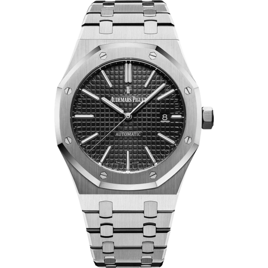 Royal Oak Selfwinding 41MM Stainless Steel Bracelet Black Dial With Grande Tapisserie Pattern Stainless Steel Case
