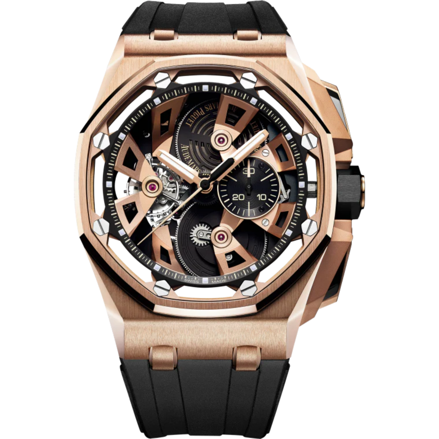Royal Oak Offshore Tourbillon Chronograph 45MM Black Rubber Strap Black Dial 18-Carat Pink Gold Case Pink Gold Bezel