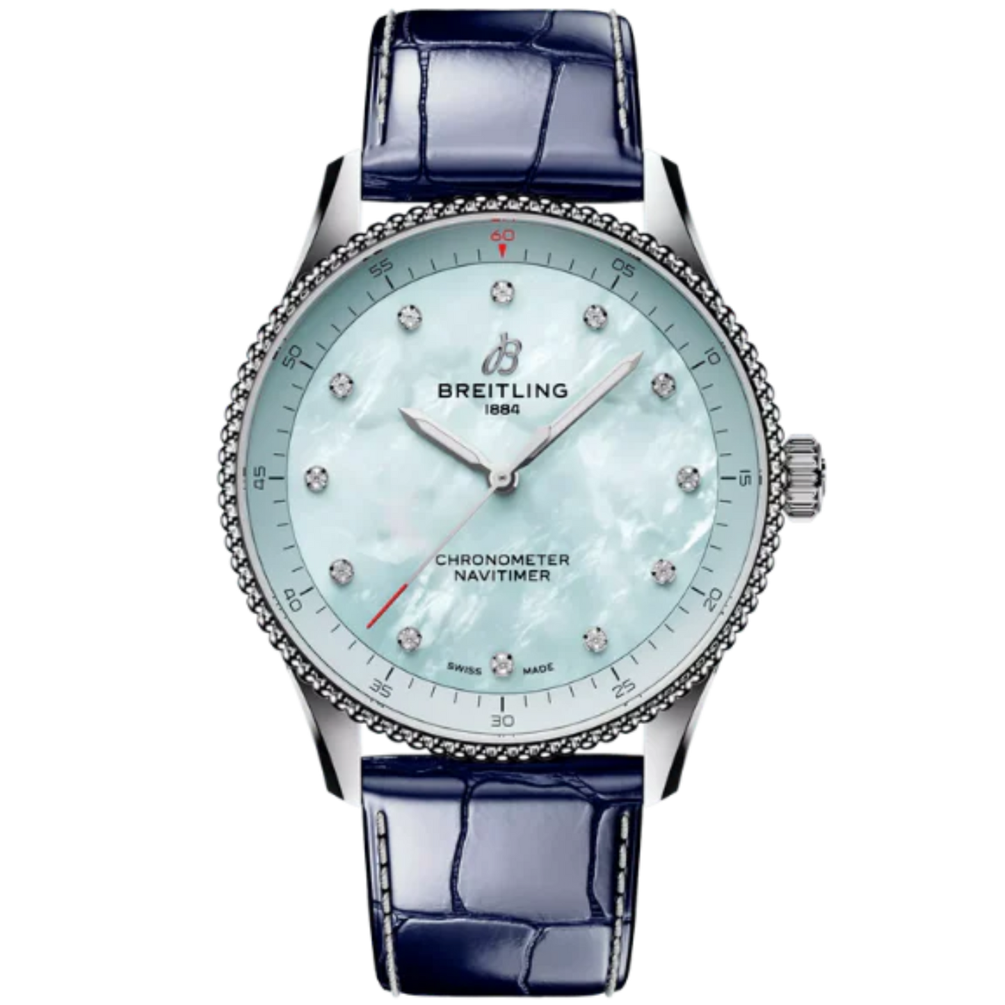 NAVITIMER 32 MM STAINLESS STEEL WITH BLUE MOTHER OF PEARL DIAL