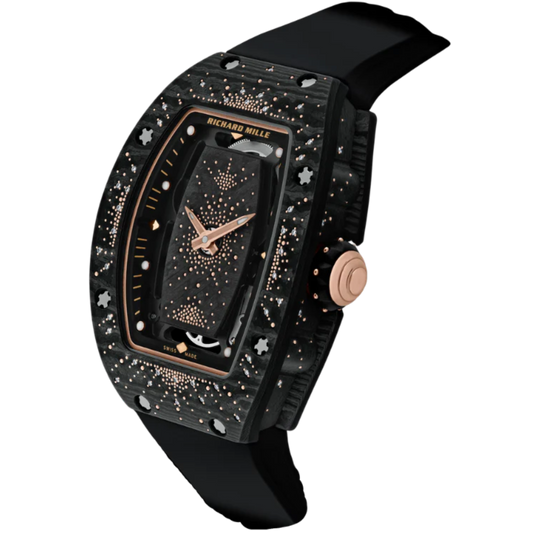 RM 07-01 Dark Night Carbon TPT Bracelet Carbon and Red Gold Case