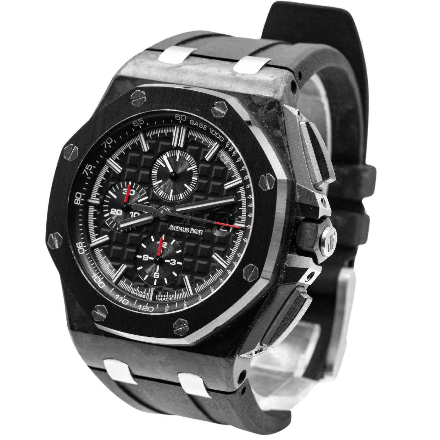 Royal Oak Offshore Chronograph 44MM Black Rubber Strap Black Dial With Méga Tapisserie Forged Carbon Case Pattern Black Ceramic Bezel