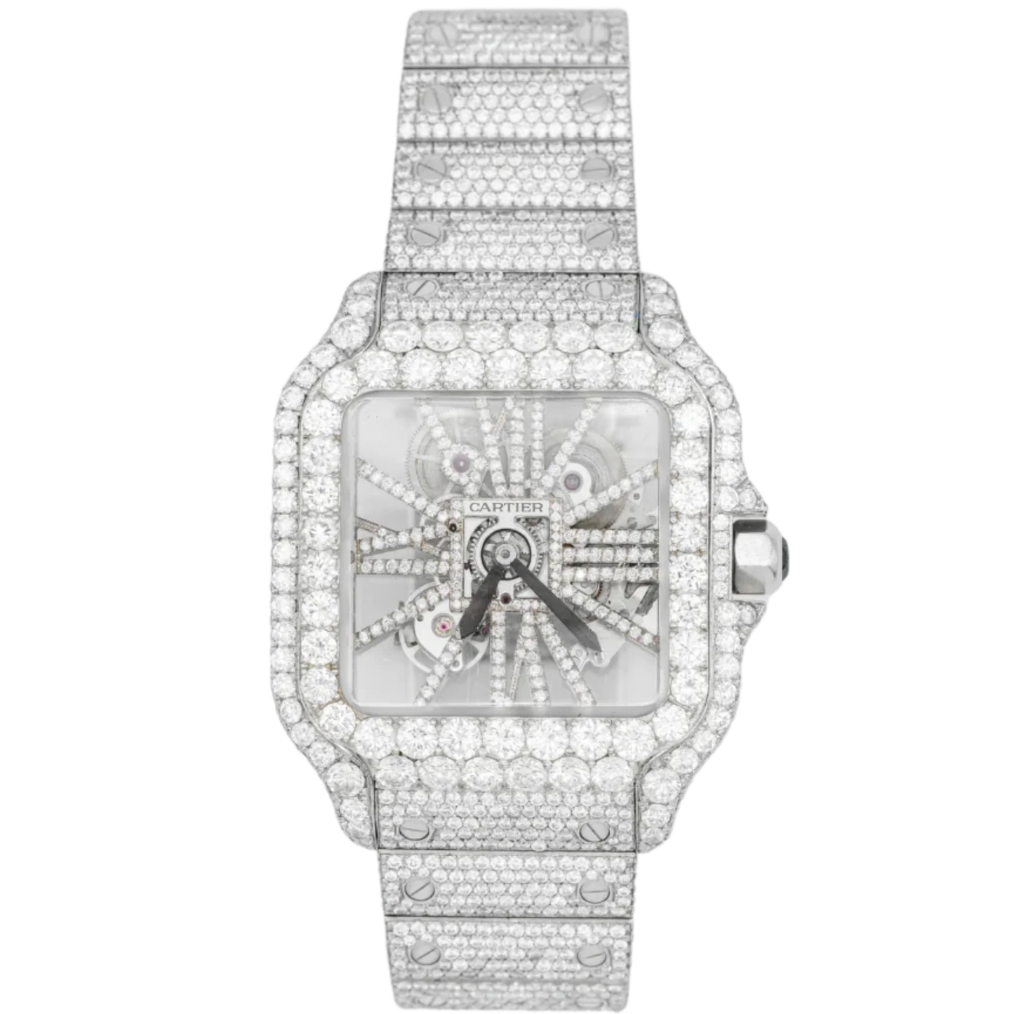 Cartier WHSA0015 Stainless Steel Santos Skeleton Bustdown