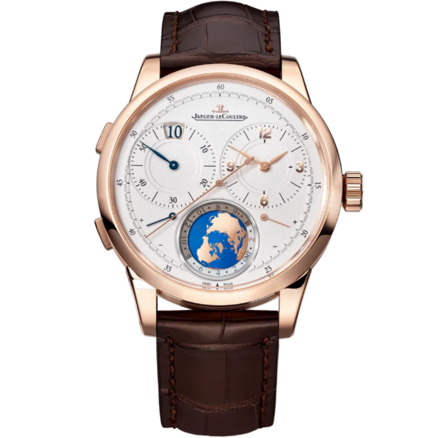 DUOMÈTRE UNIQUE TRAVEL TIME 42 MM 18K ROSE GOLD WITH SILVER GREY GRAINED DIAL