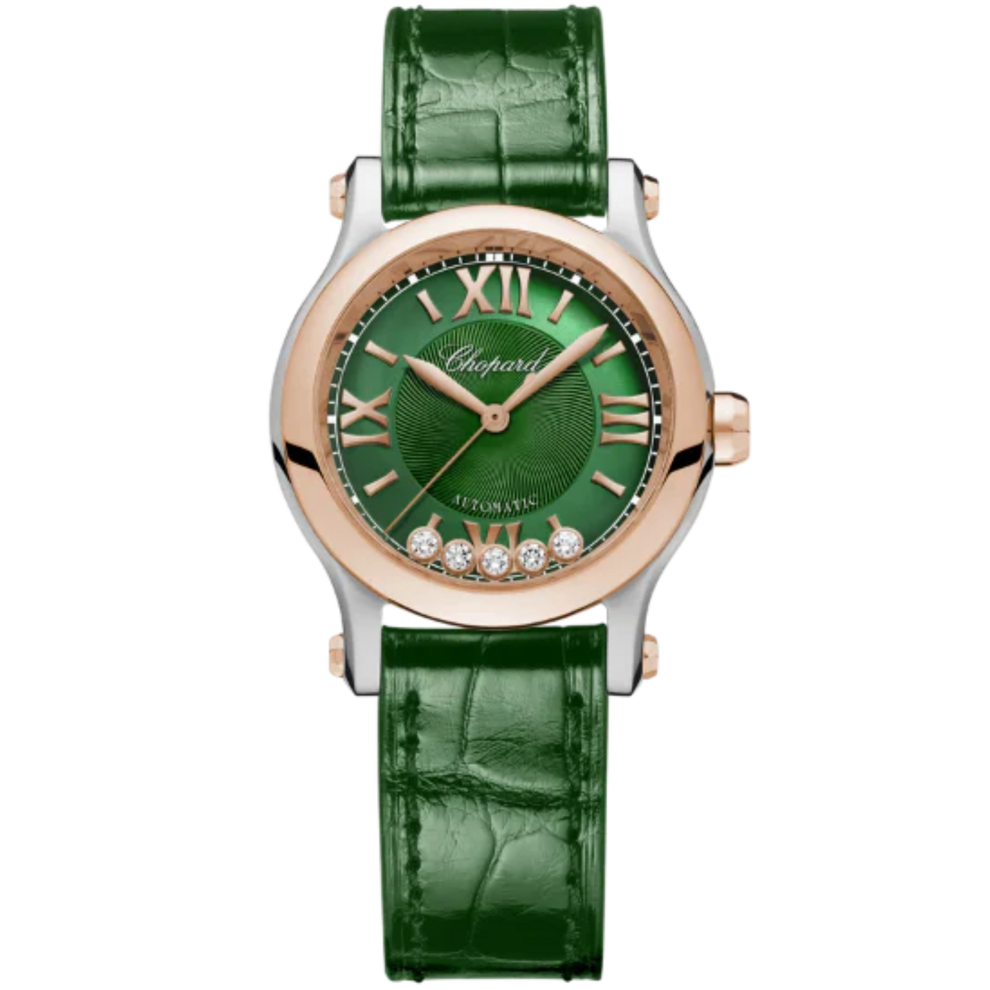 HAPPY SPORT 30 MM ETHICAL ROSE GOLD - LUCENT STEEL™ WITH GREEN DIAL