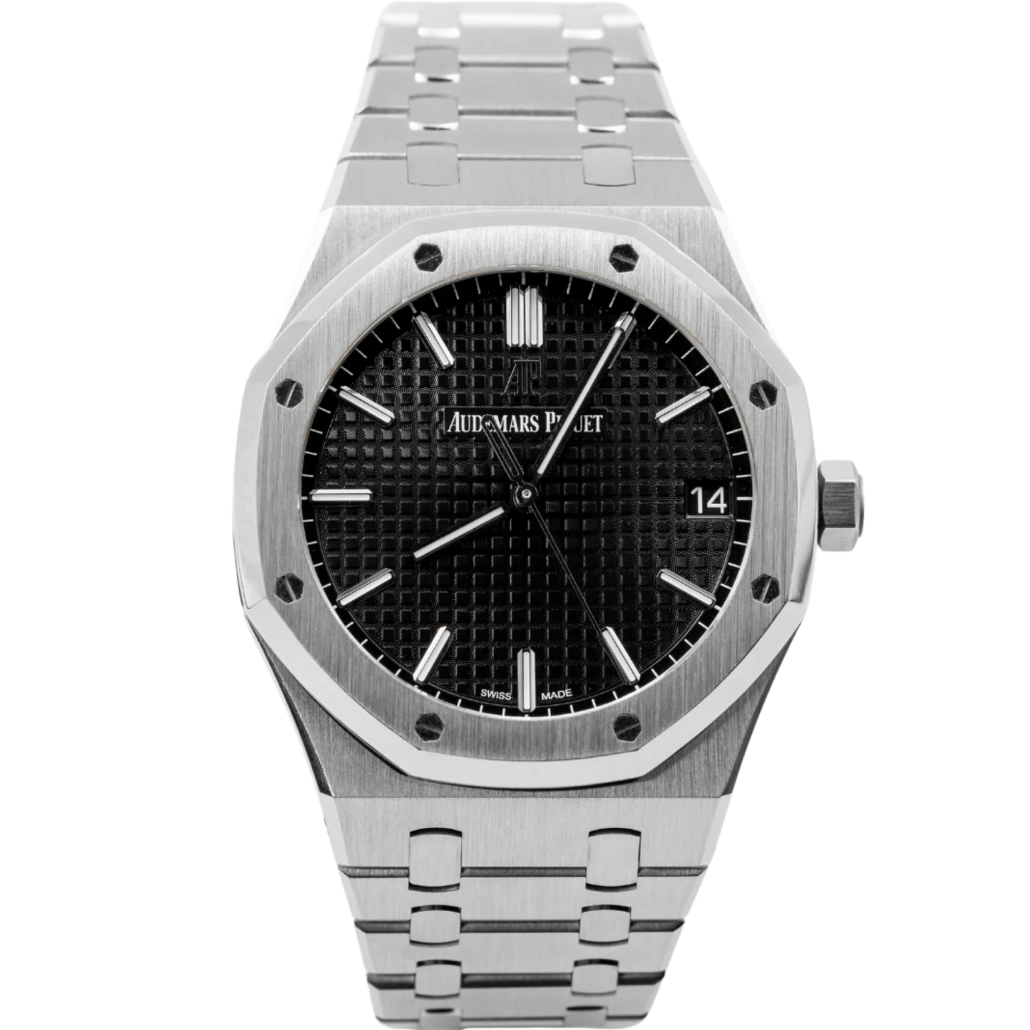 Royal Oak Selfwinding 41MM Stainless Steel Bracelet Black Dial With Grande Tapisserie Pattern Stainless Steel Case