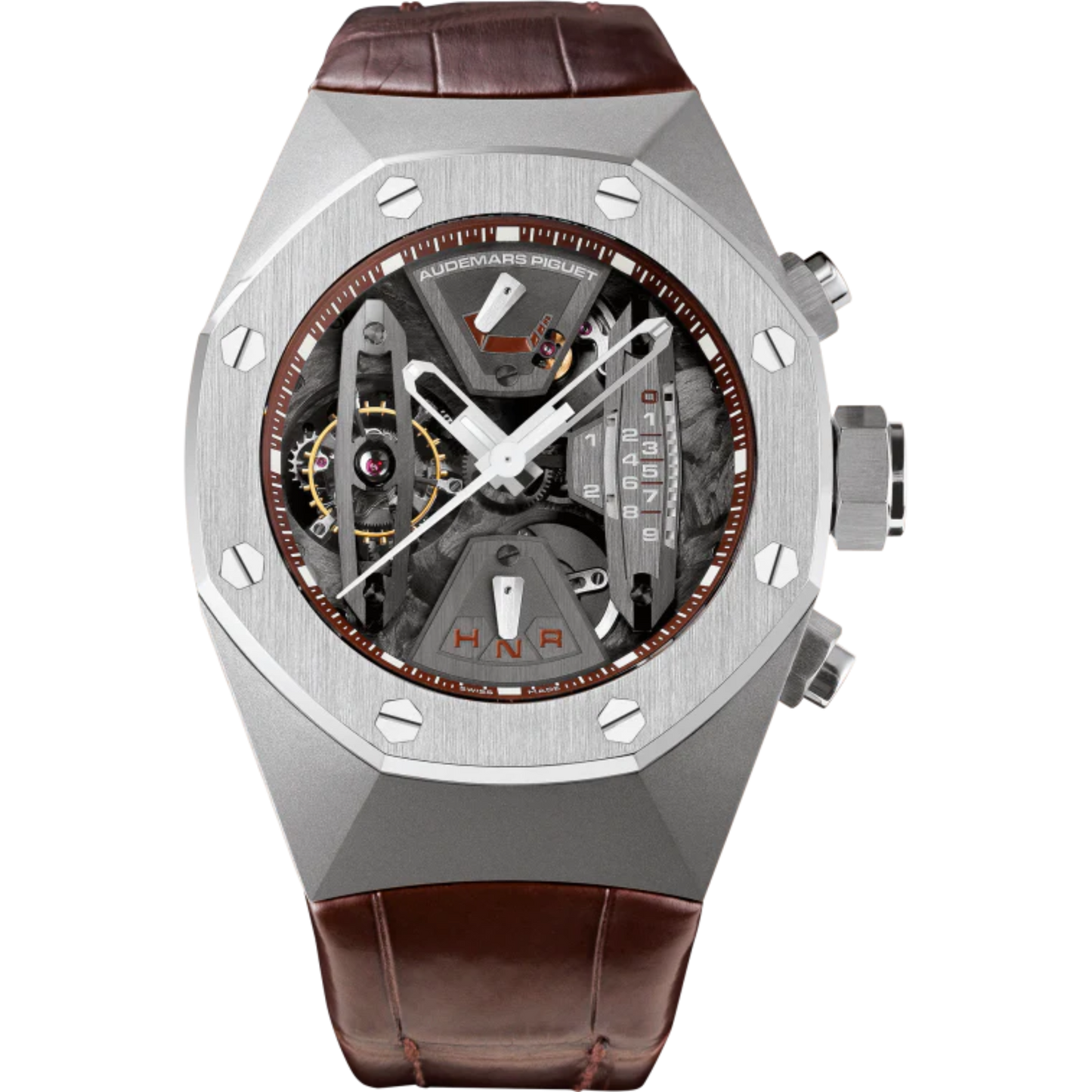 Royal Oak Concept 44MM Tourbillon Chronograph Brown Alligator Strap Titanium Case