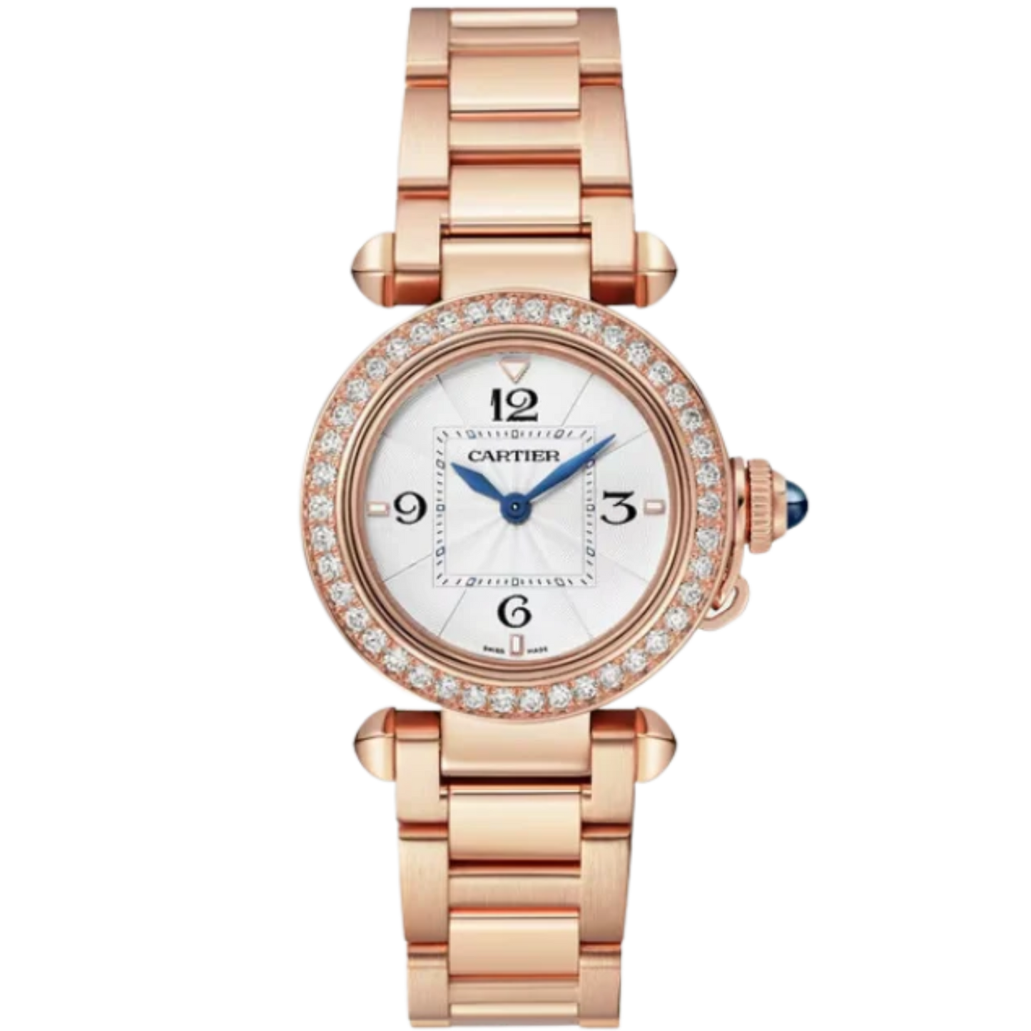 PASHA DE CARTIER 30 MM 18K ROSE GOLD WITH OPALINE FLINQUE DIAL