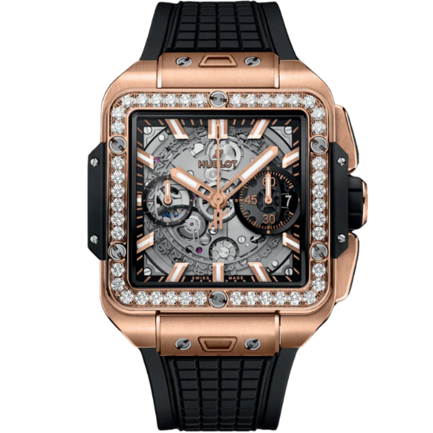 SQUARE BANG 42 MM UNICO KING GOLD DIAMONDS