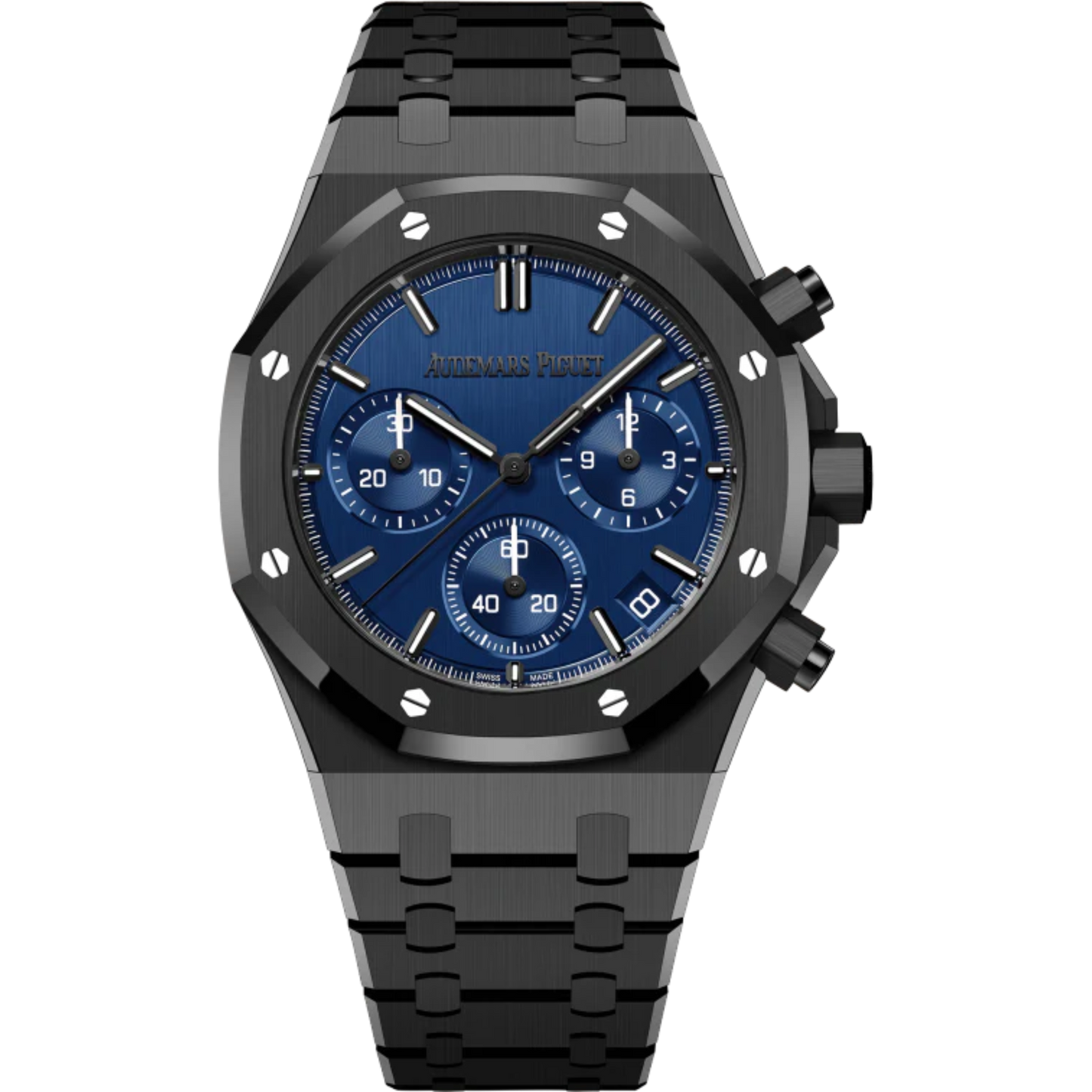 Royal Oak Selfwinding Chronograph One Drop Black Ceramic Bracelet Blue Dial With Vertical Satined-Finish Black Ceramic Case