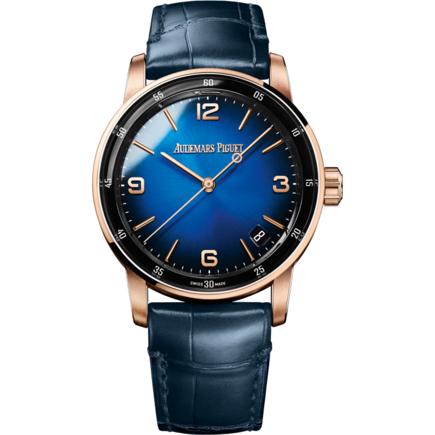 Code 11.59 by Audemars Piguet 41mm Blue Alligator Strap Smoked Lacquered Blue Dial 18-Carat Pink Gold Case