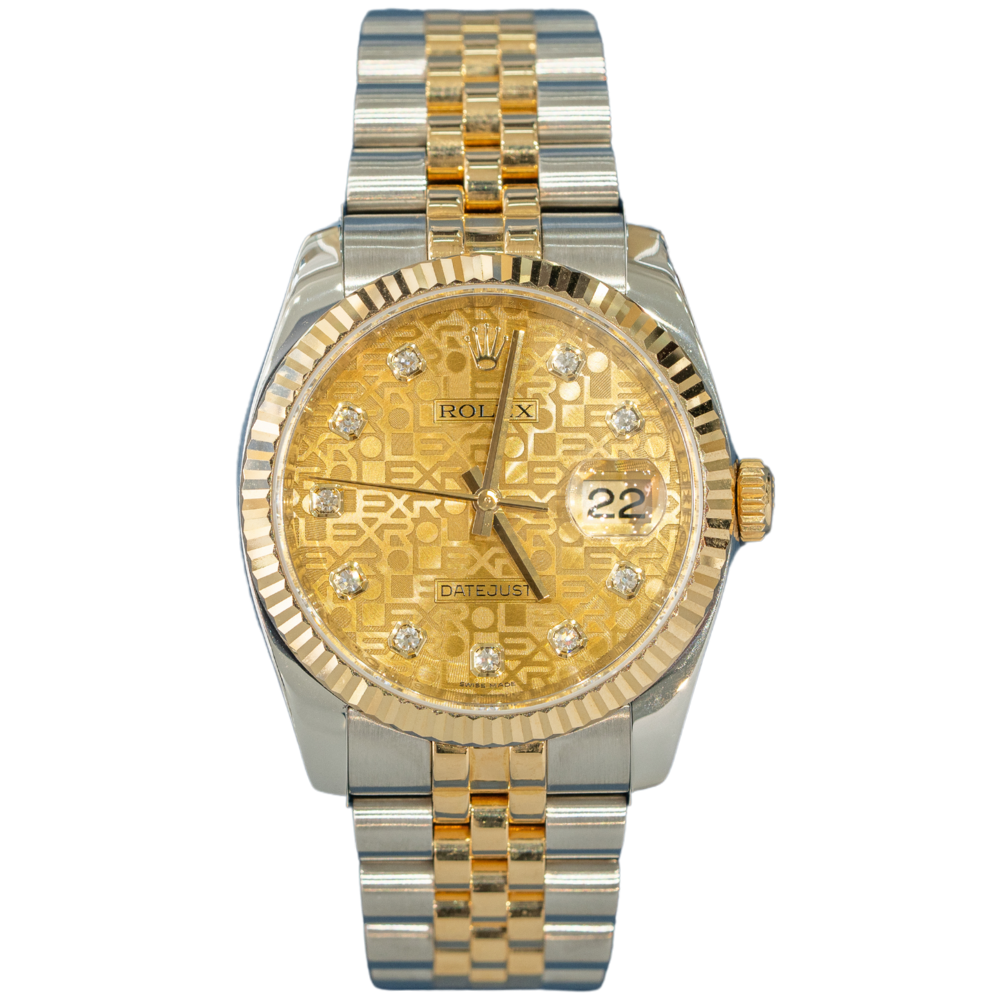 Rolex Datejust Ref. 116233 36mm Two Tone SS/YG Champagne Diamond Anniversary Dial on Jubilee