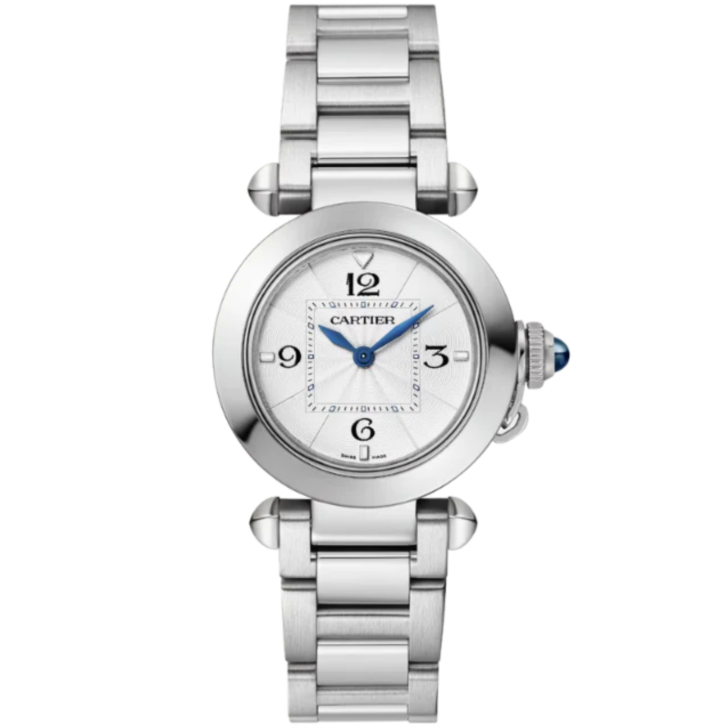 PASHA DE CARTIER 30 MM STAINLESS STEEL WITH OPALINE FLINQUE DIAL