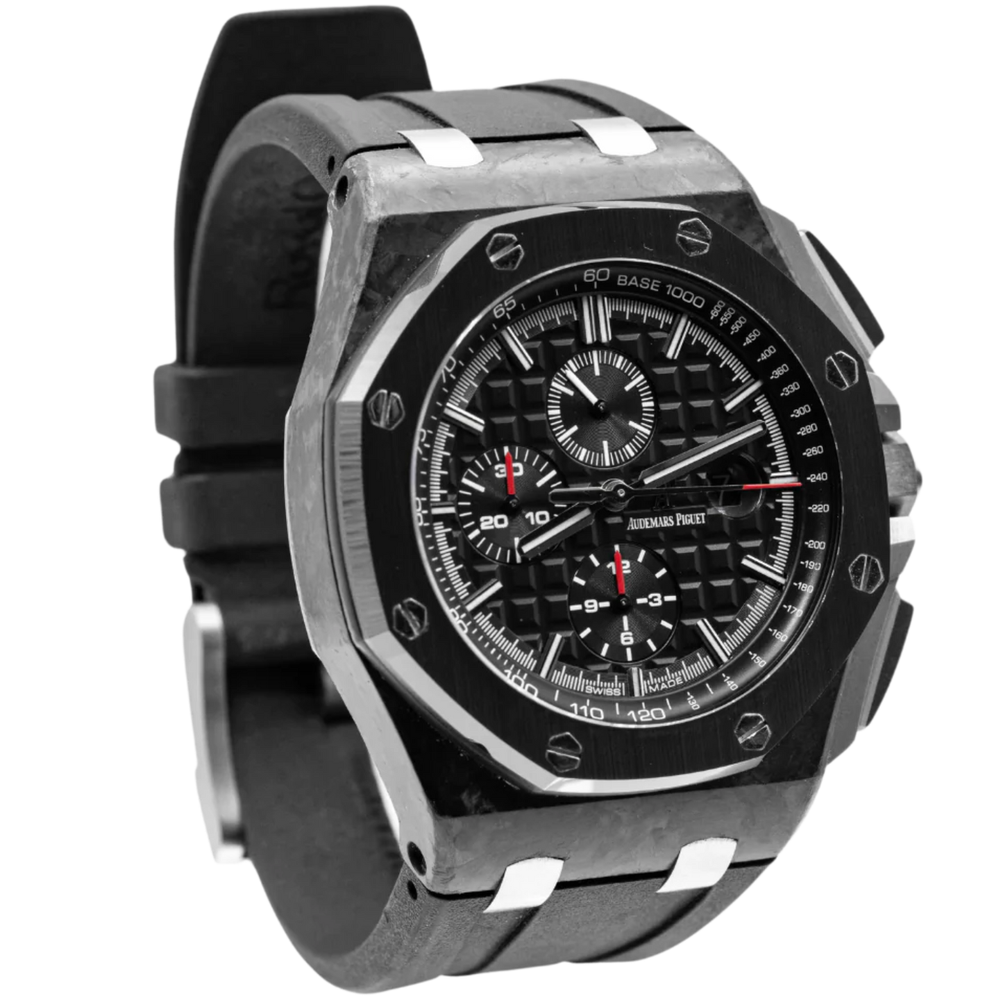 Royal Oak Offshore Chronograph 44MM Black Rubber Strap Black Dial With Méga Tapisserie Forged Carbon Case Pattern Black Ceramic Bezel