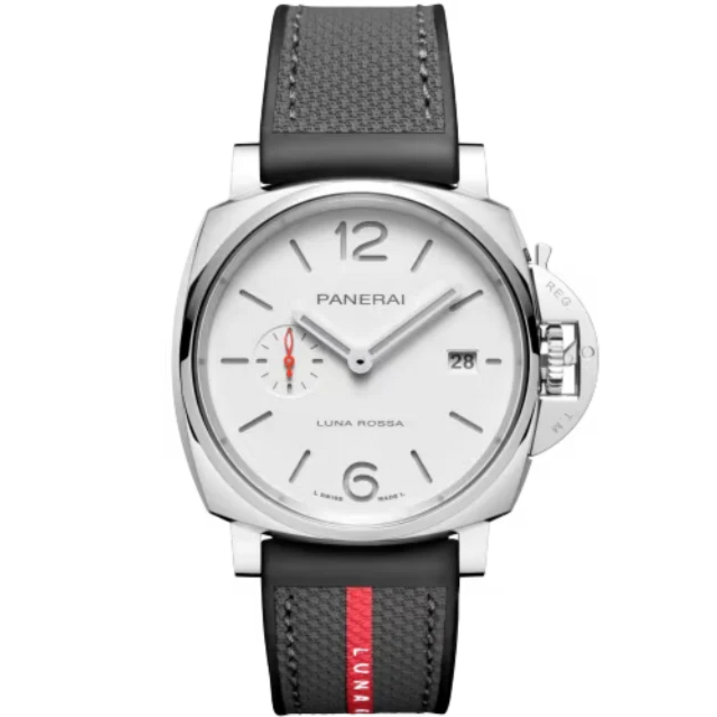 LUMINOR DUE LUNA ROSSA PAM01381 42 MM STAINLESS STEEL WITH WHITE DIAL